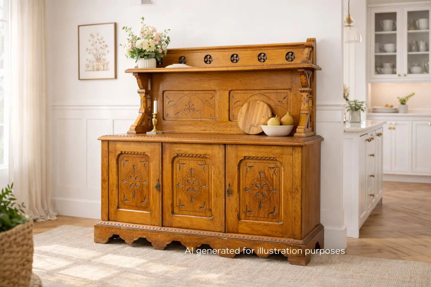 Antique Oak Buffet Sideboard Cabinet / Cupboard Gothic /Aesthetic Movement RUSTIC WAREHOUSE NORFOLK