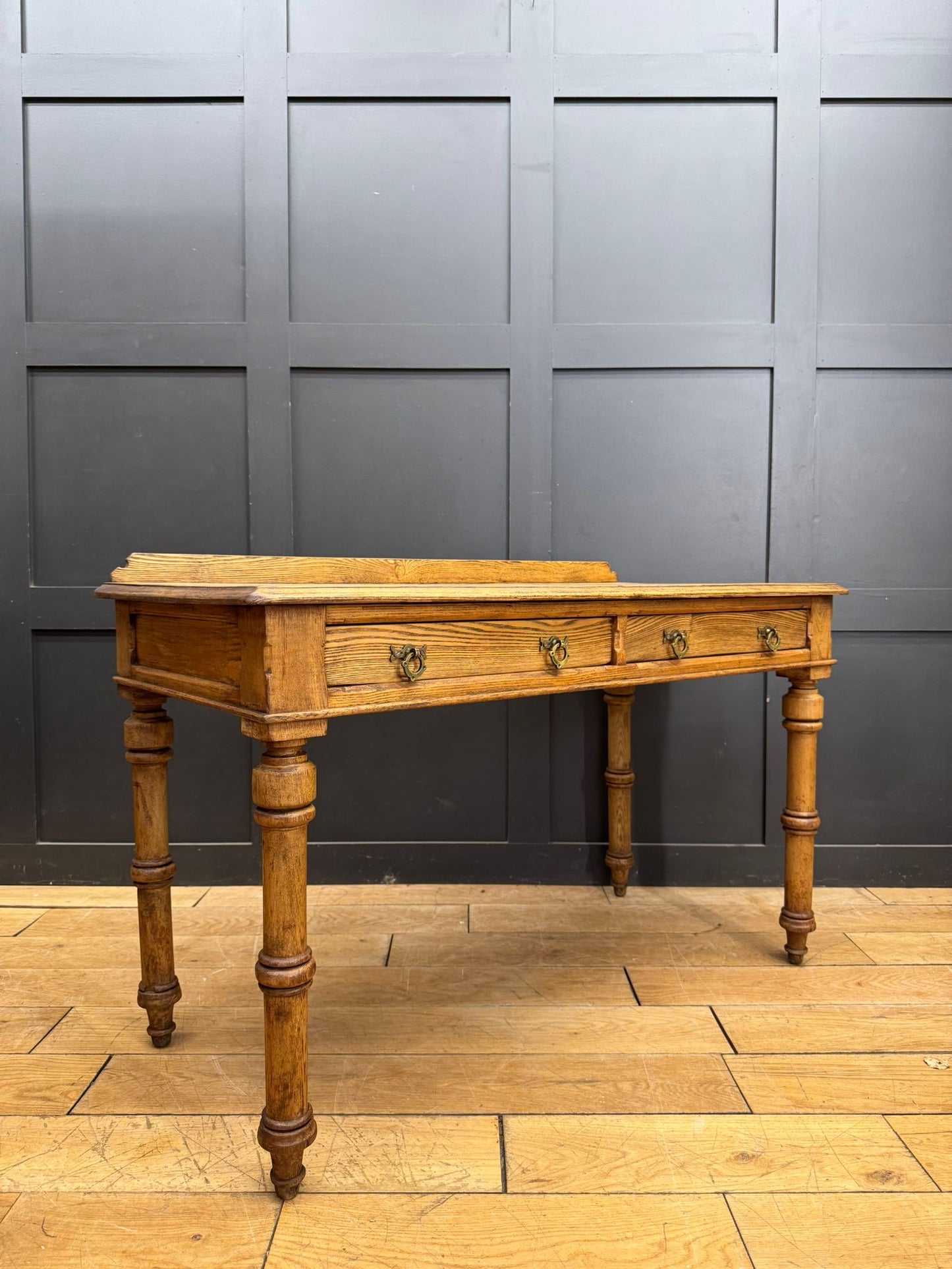 Antique Victorian Pitch Pine Console Hall Table Sink Stand/Washstand, 2-Drawers.