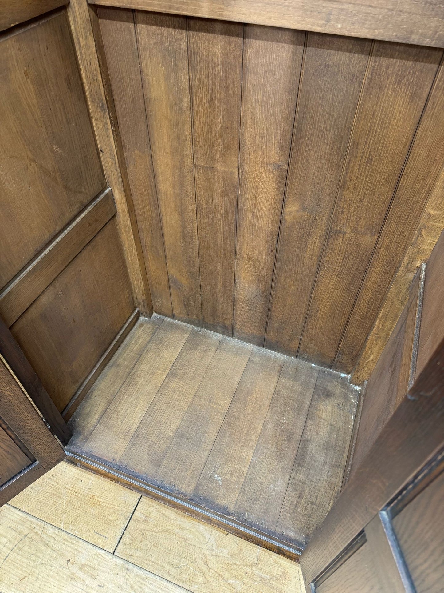 Antique Oak Two Door Wardrobe Cupboard / Hall Coat Cupboard Cabinet
