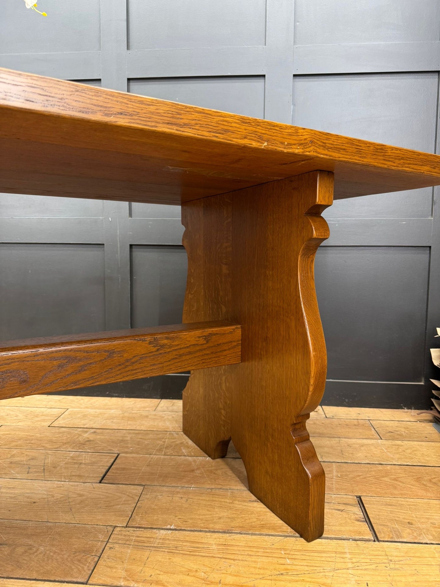 Vintage Large Oak Refectory Dining Kitchen Table 8/10 Seater Farmhouse Rustic