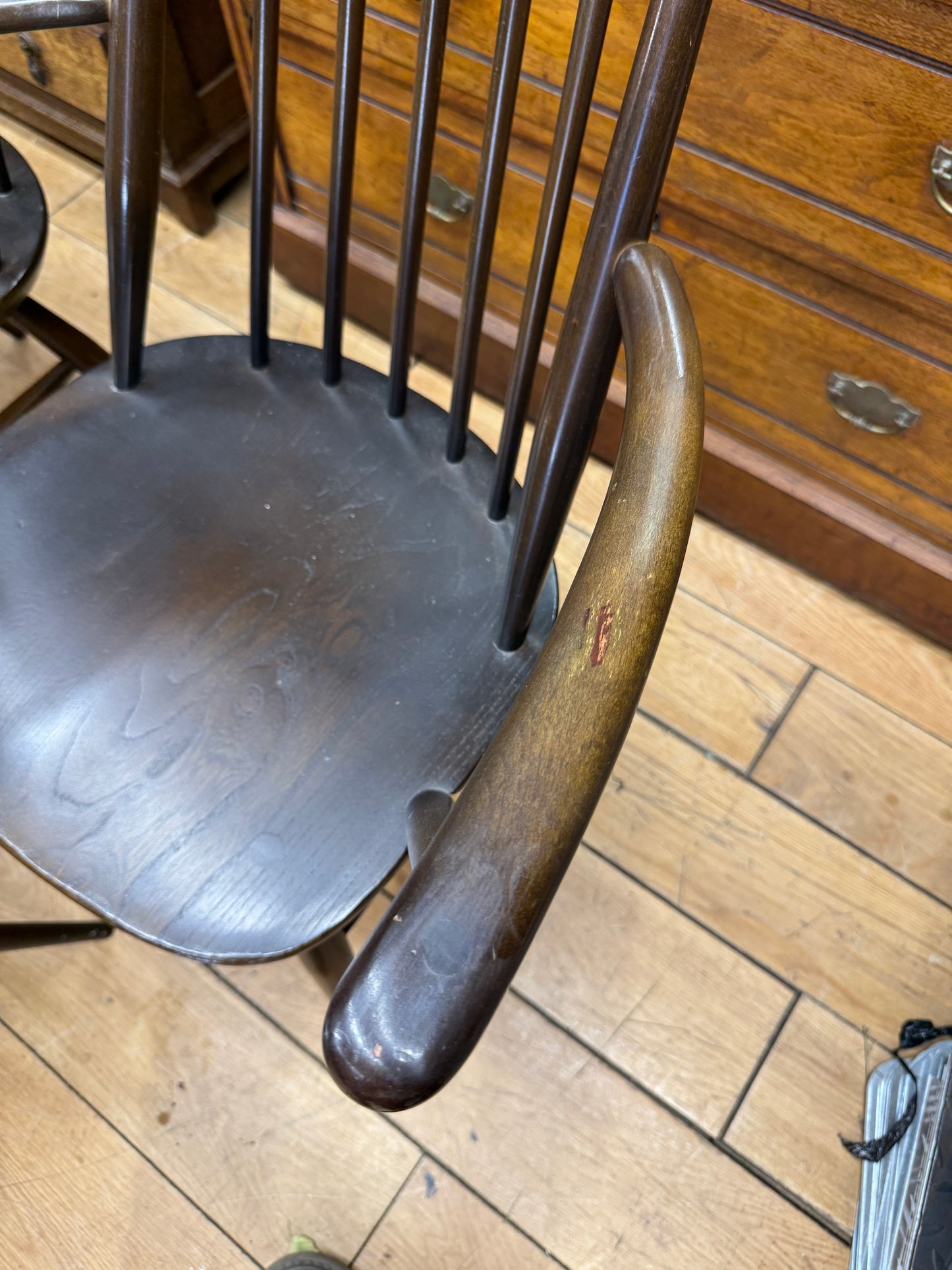 Set of 6 Vintage Ercol Goldsmith Dining Chairs / Retro kitchen Chairs Elm Beech