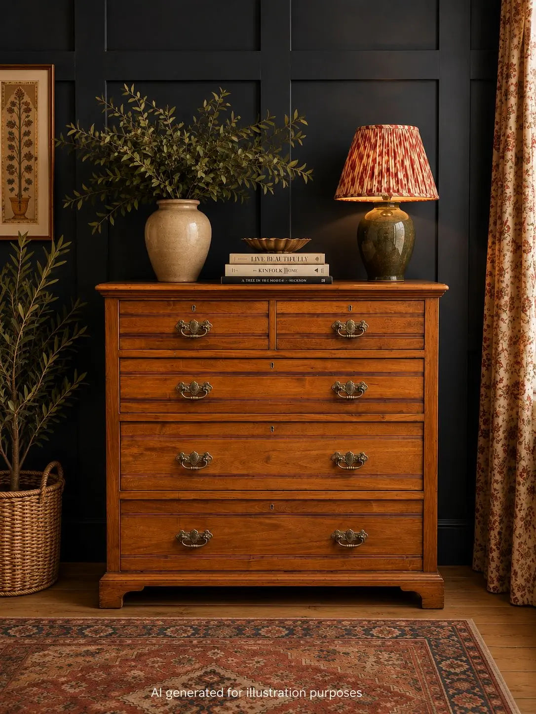 Antique Solid Walnut Chest of Drawers Bedroom Storage Furniture RUSTIC WAREHOUSE NORFOLK