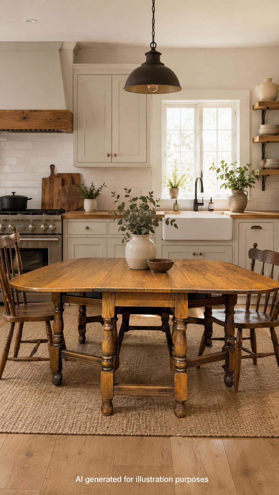 Large Solid Oak Gateleg Dining Table Drop Leaf Kitchen Table Sideboard