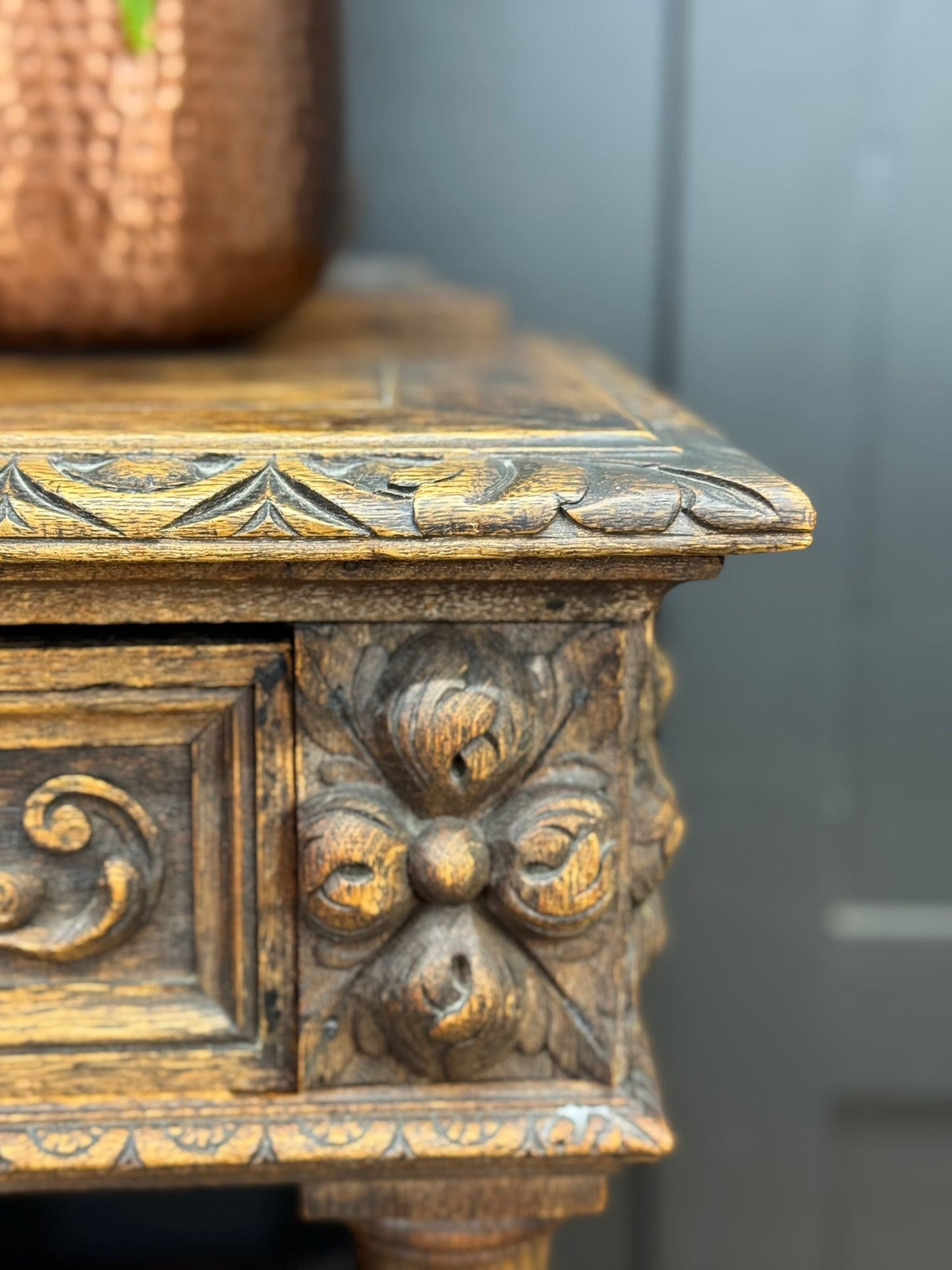 Antique Victorian Carved Oak Sideboard Buffet – Green Man / Oak Cabinet