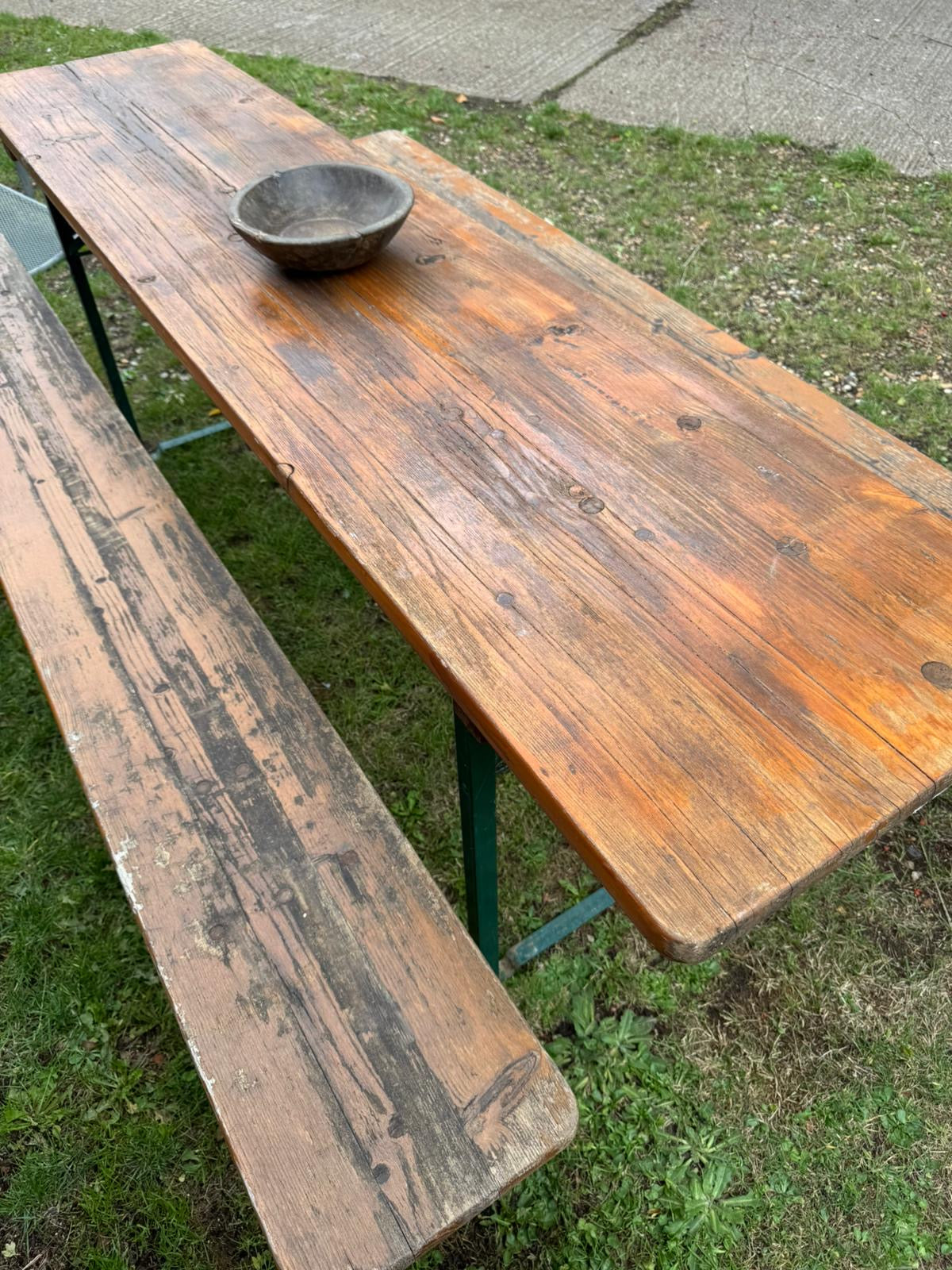Vintage German Beer Festival Folding Table & Bench Set – 220cm Long