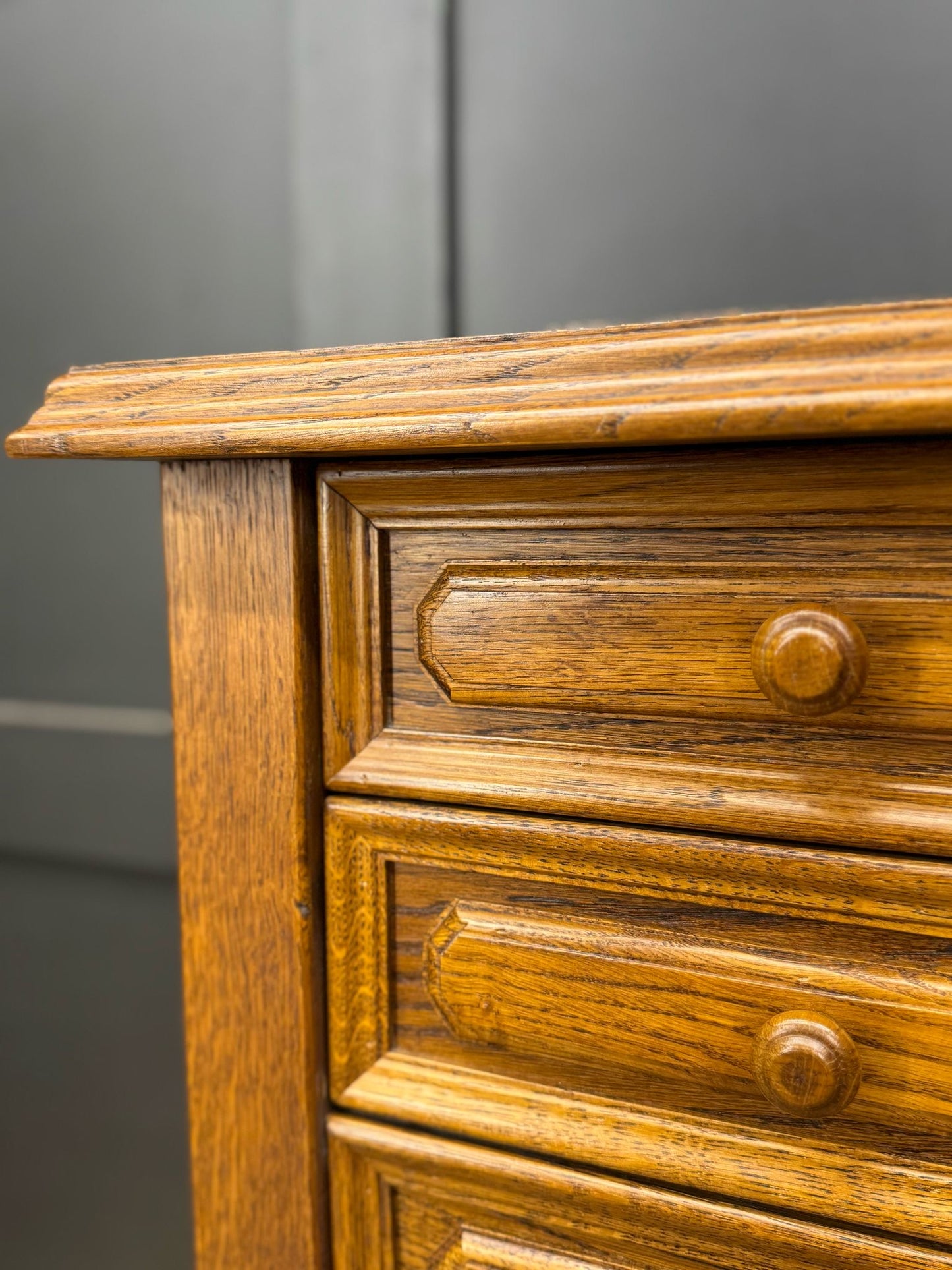 Preloved Small Slim Oak Chest Of Drawers / Bedroom Hall Storage