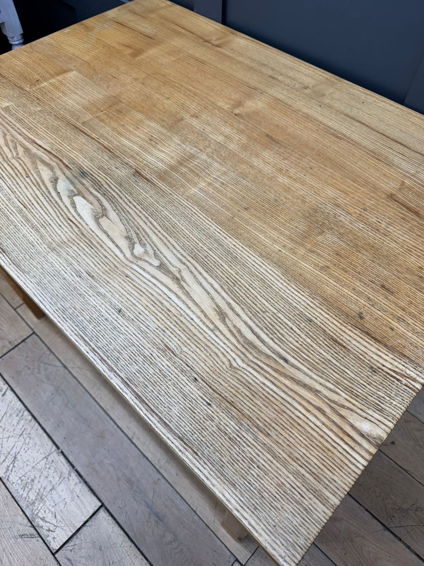 Vintage Elm & Birch Desk / Kitchen Table Rustic Farmhouse Dining Table Retro