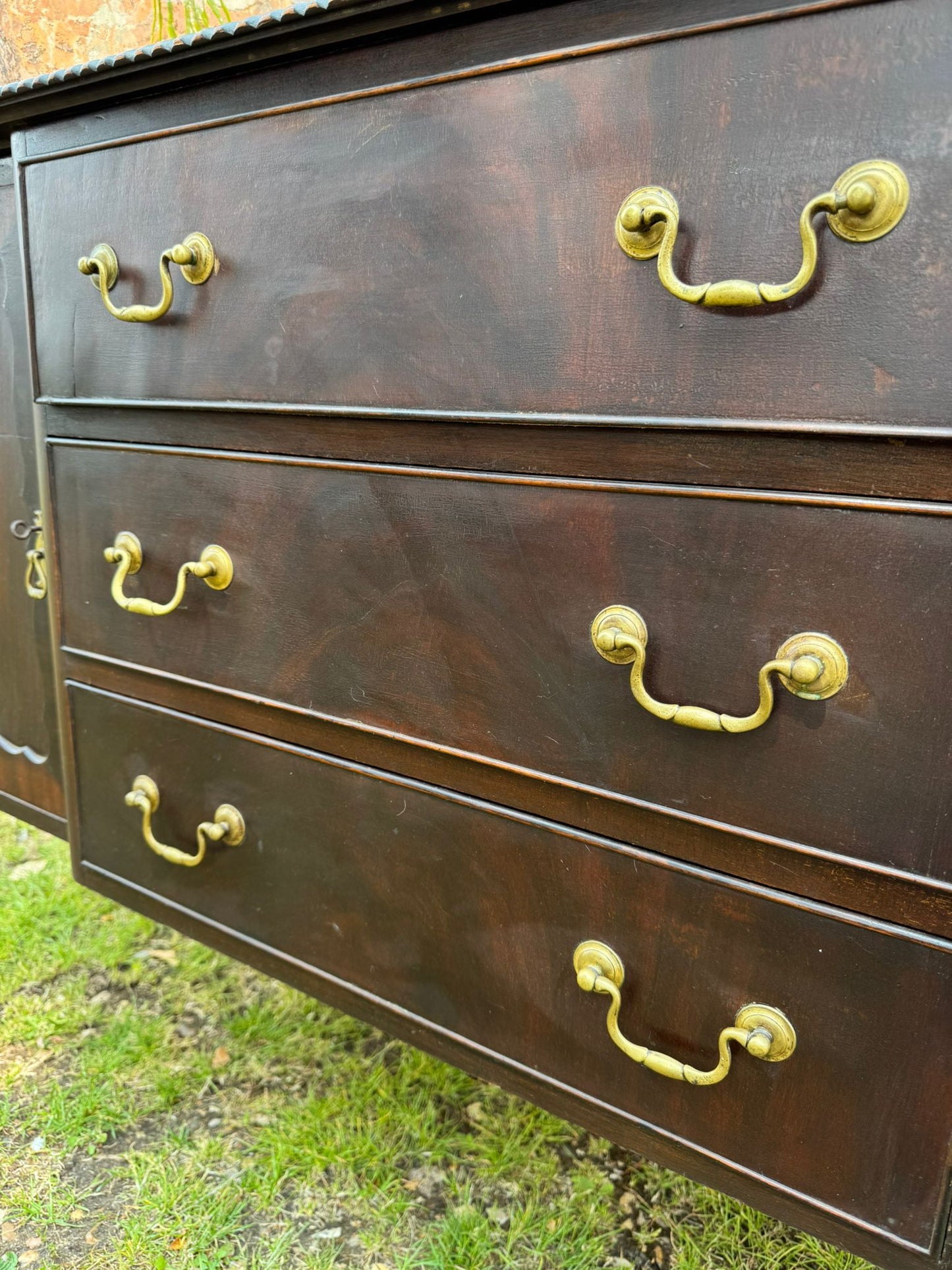 Antique Mahogany Sideboard – Buffet Server – 3 Drawer 2 Door Drinks Hall Cabinet