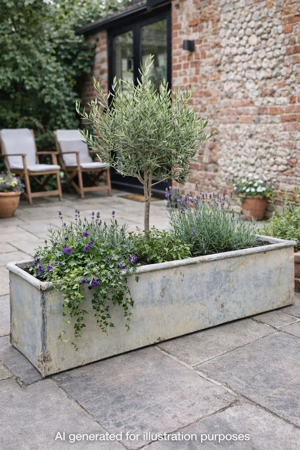 Reclaimed Galvanised Trough Large Garden Planter / Raised Flower Bed Plant Tree Pot Y1 RUSTIC WAREHOUSE NORFOLK