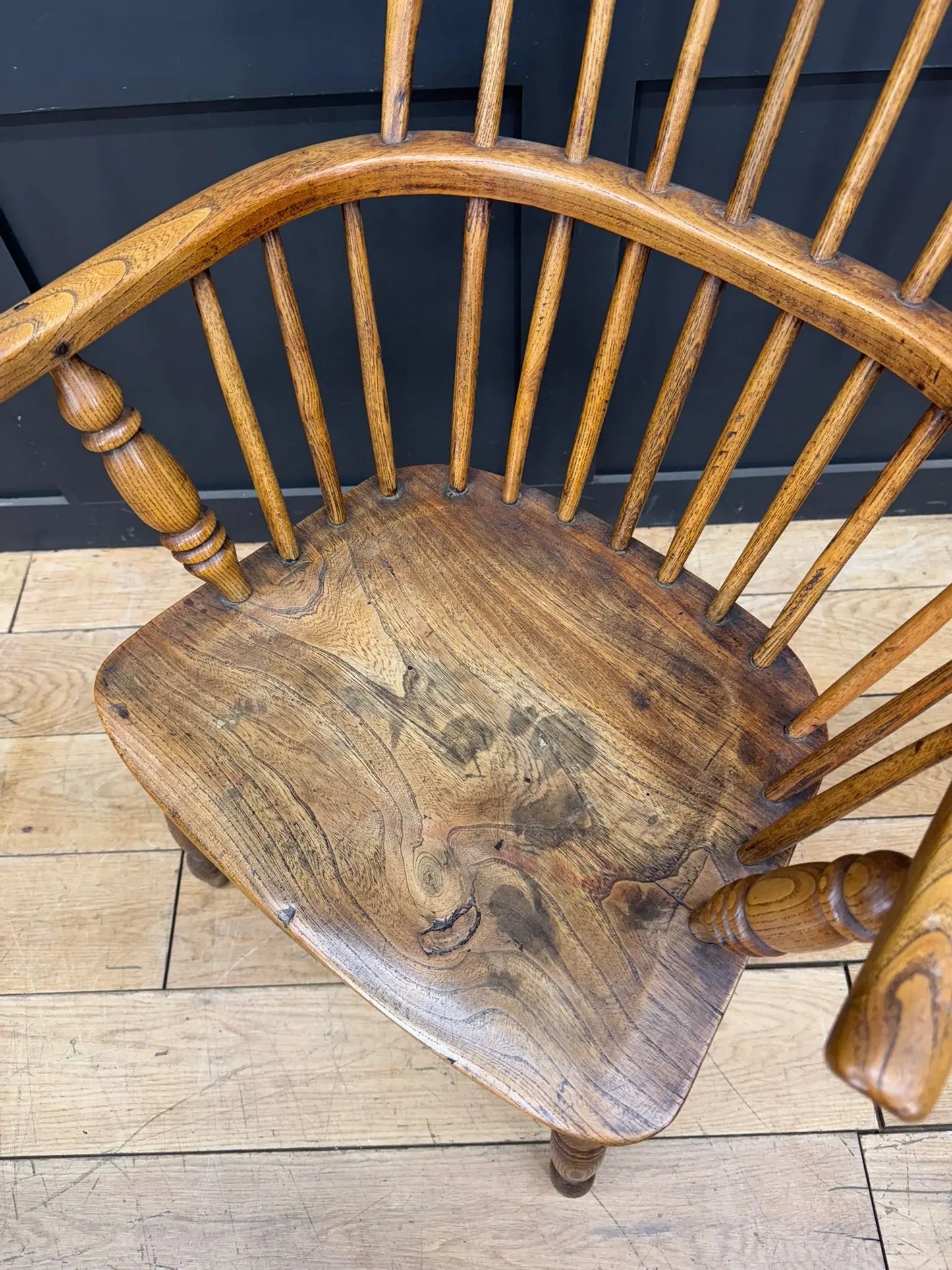 Antique Elm Windsor Armchair Bow Back Smokers Chair Farmhouse Occasional Chair RUSTIC WAREHOUSE NORFOLK