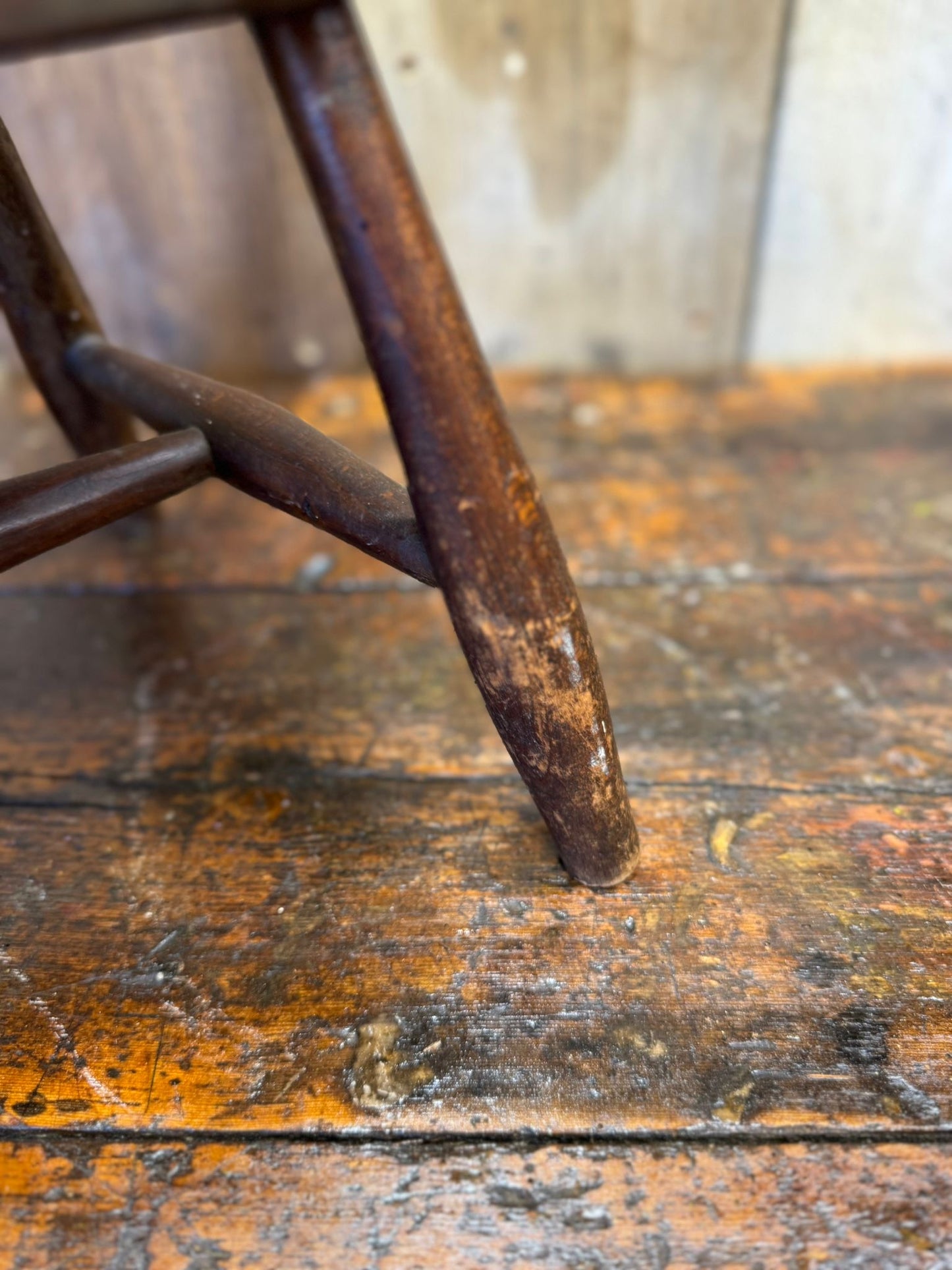 Antique Child’s Chair with Oak Seat – Nursery Book Display Plant Stand Chair A
