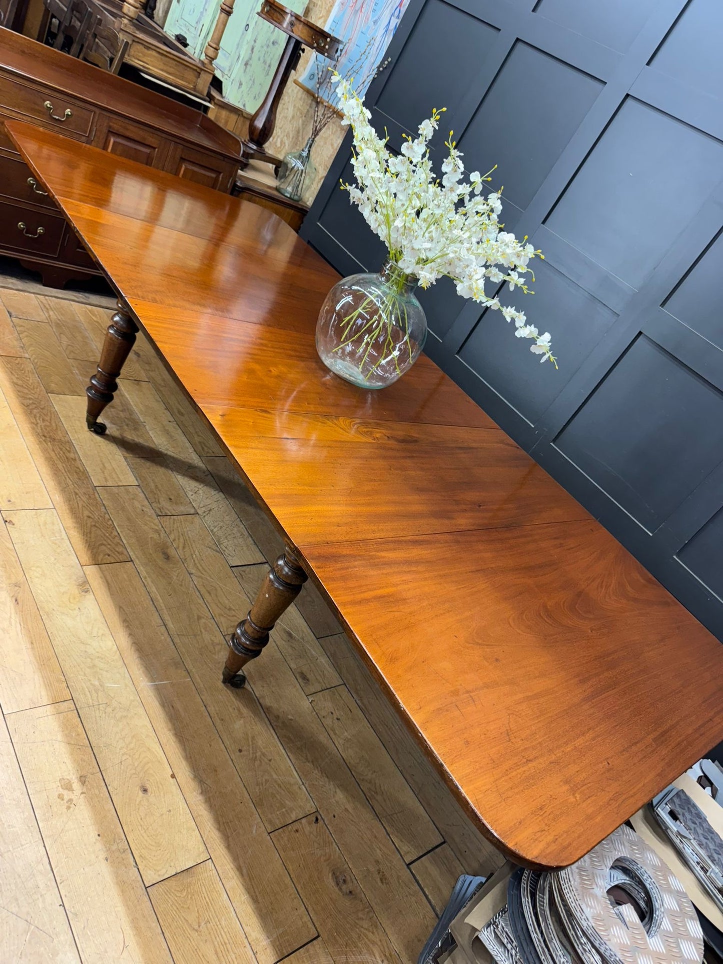 Antique Mahogany Extending Dining Kitchen Table Victorian Pull Out 10 Seater