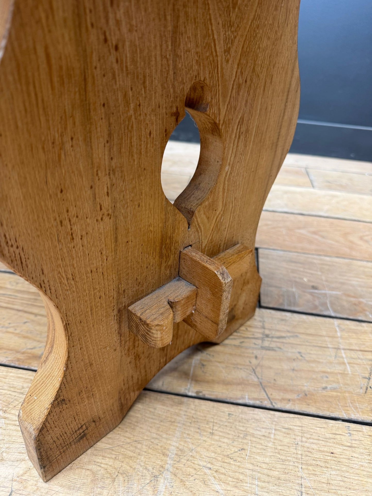 Vintage Blond Elm two-seater Trestle End Bench Seating / Coffee Table End Table