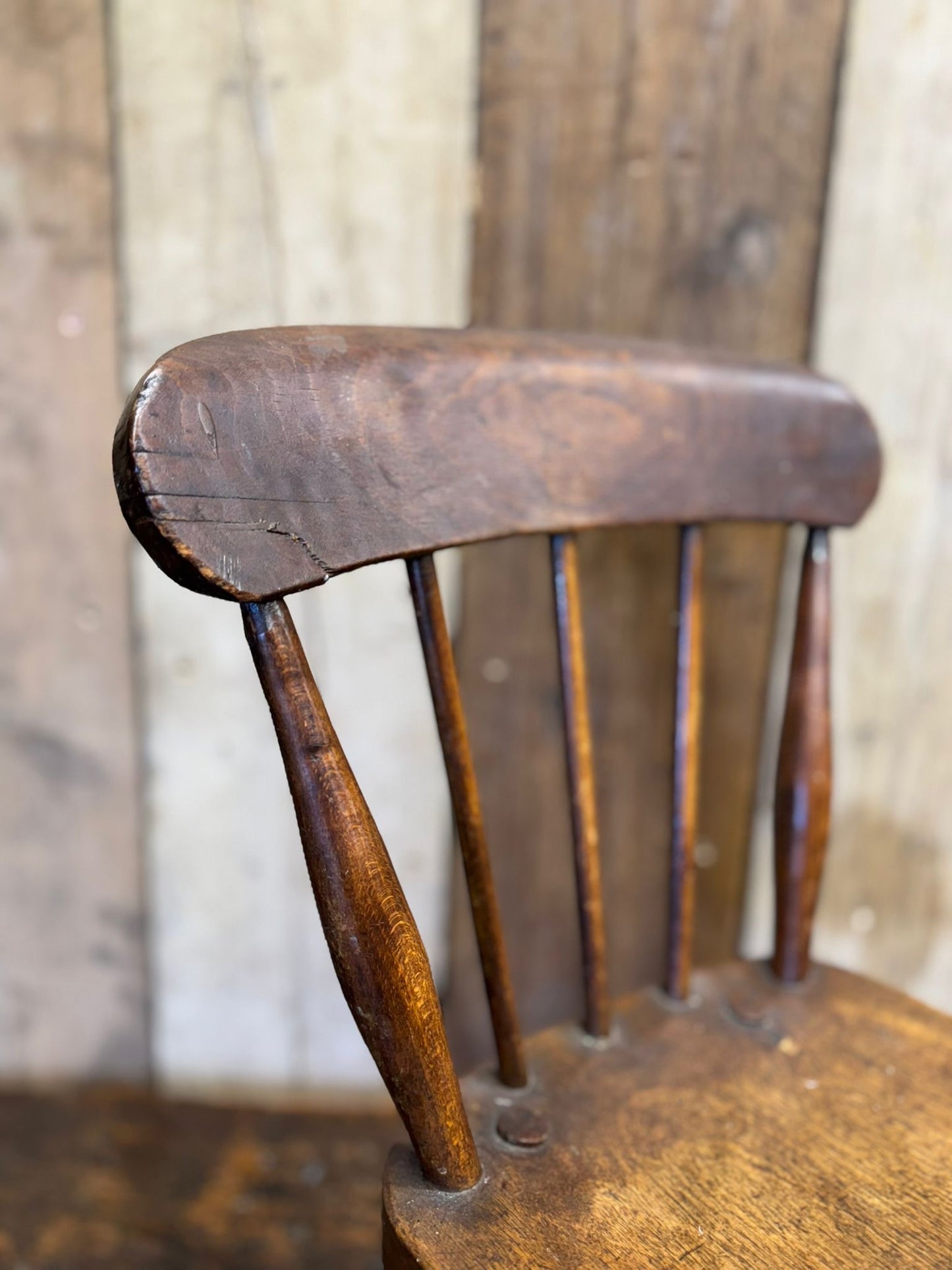 Antique Child’s Chair with Oak Seat – Nursery Book Display Plant Stand Chair A