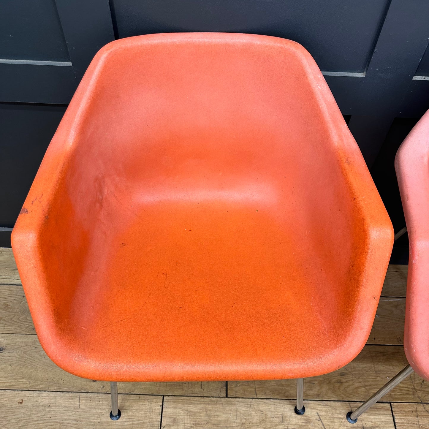 Pair Of Robin Day Mid Century Chairs / Retro Armchairs / Plastic And Chrome / retro furniture