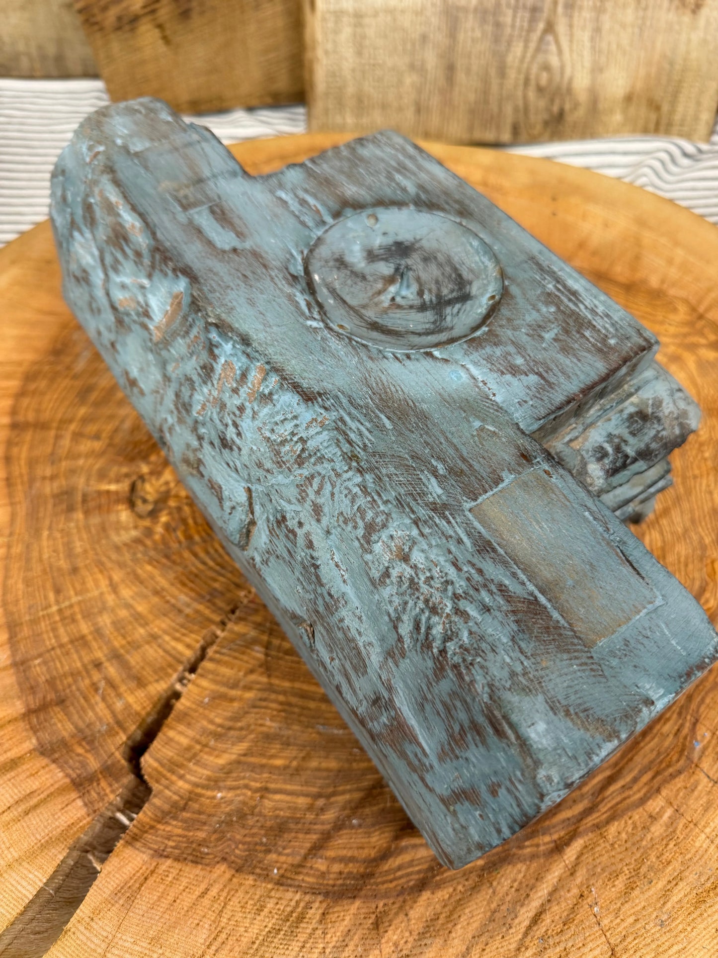 Rustic Church Candle Holder / Indian Pillar Base / Farmhouse Decor Dark Blue RUSTIC WAREHOUSE NORFOLK