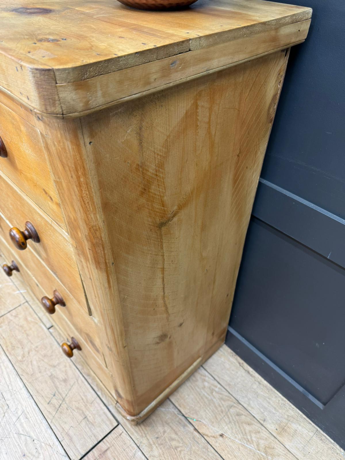 Victorian Pine Chest of Drawers – Antique 19thC Rustic Storage