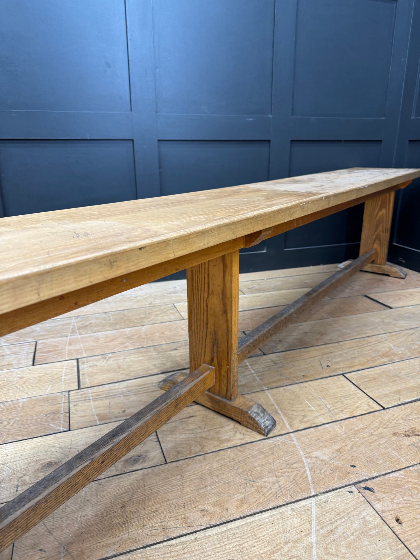 Long Vintage Oak School Bench Seat / Hallway Seating / Leys school Cambridge / B