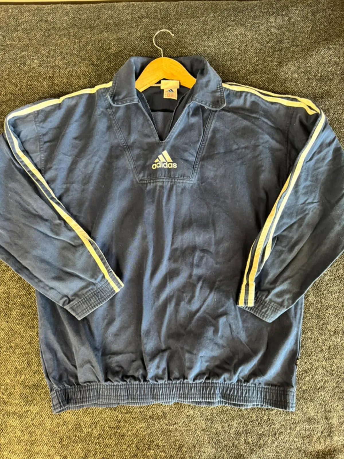 Vintage 90s Adidas Retro Drill Tracksuit Top Sweater Jumper Men’s Large RUSTIC WAREHOUSE NORFOLK