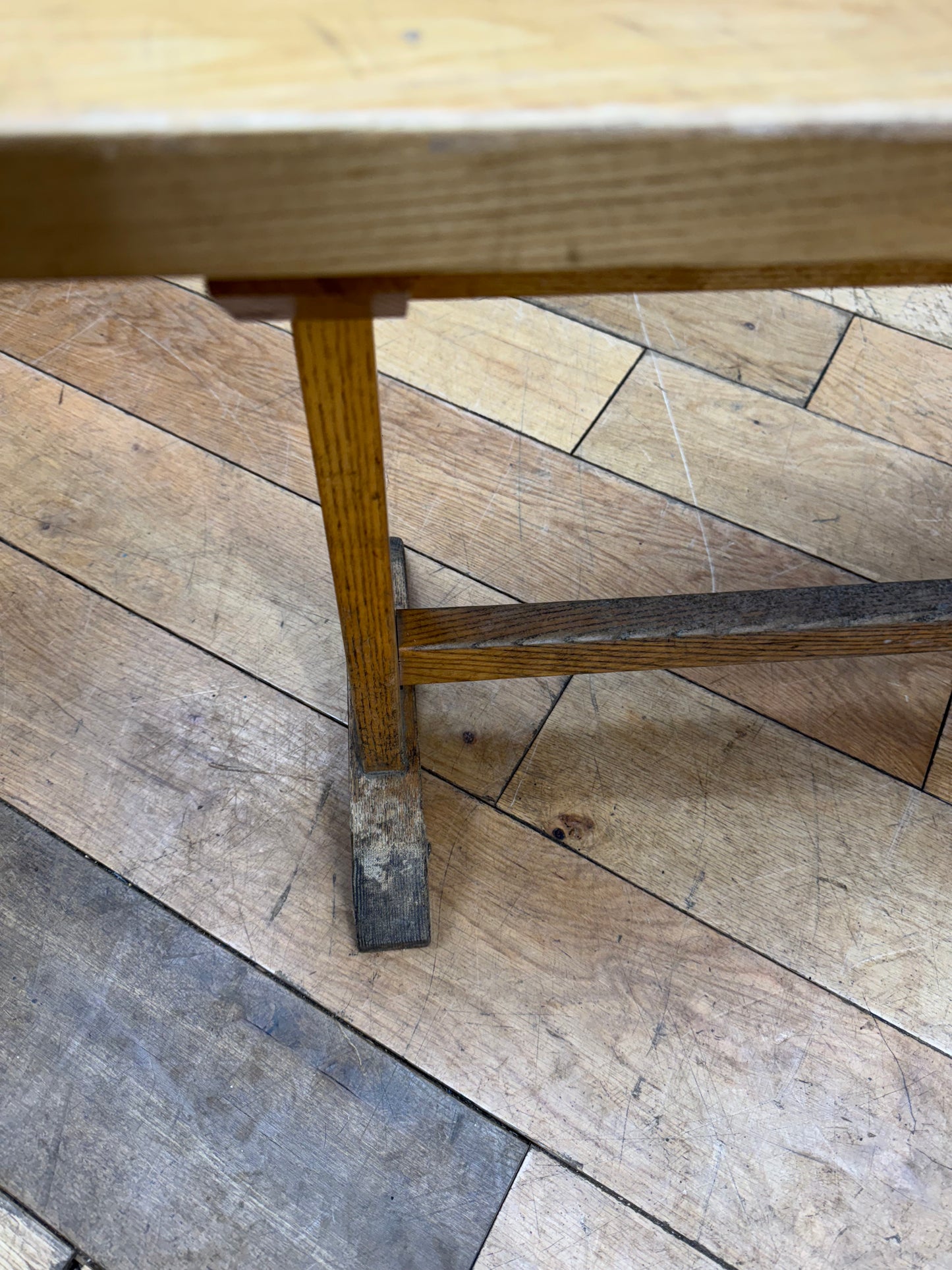 Long Vintage Oak School Bench Seat / Hallway Seating / Leys school Cambridge / B