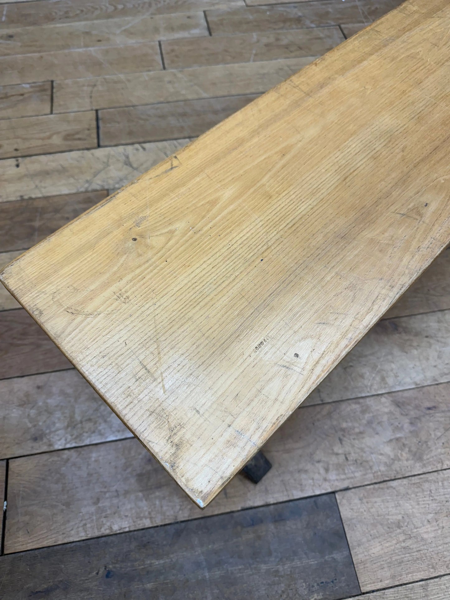 Long Vintage Oak School Bench Seat / Hallway Seating / Leys school Cambridge / B RUSTIC WAREHOUSE NORFOLK