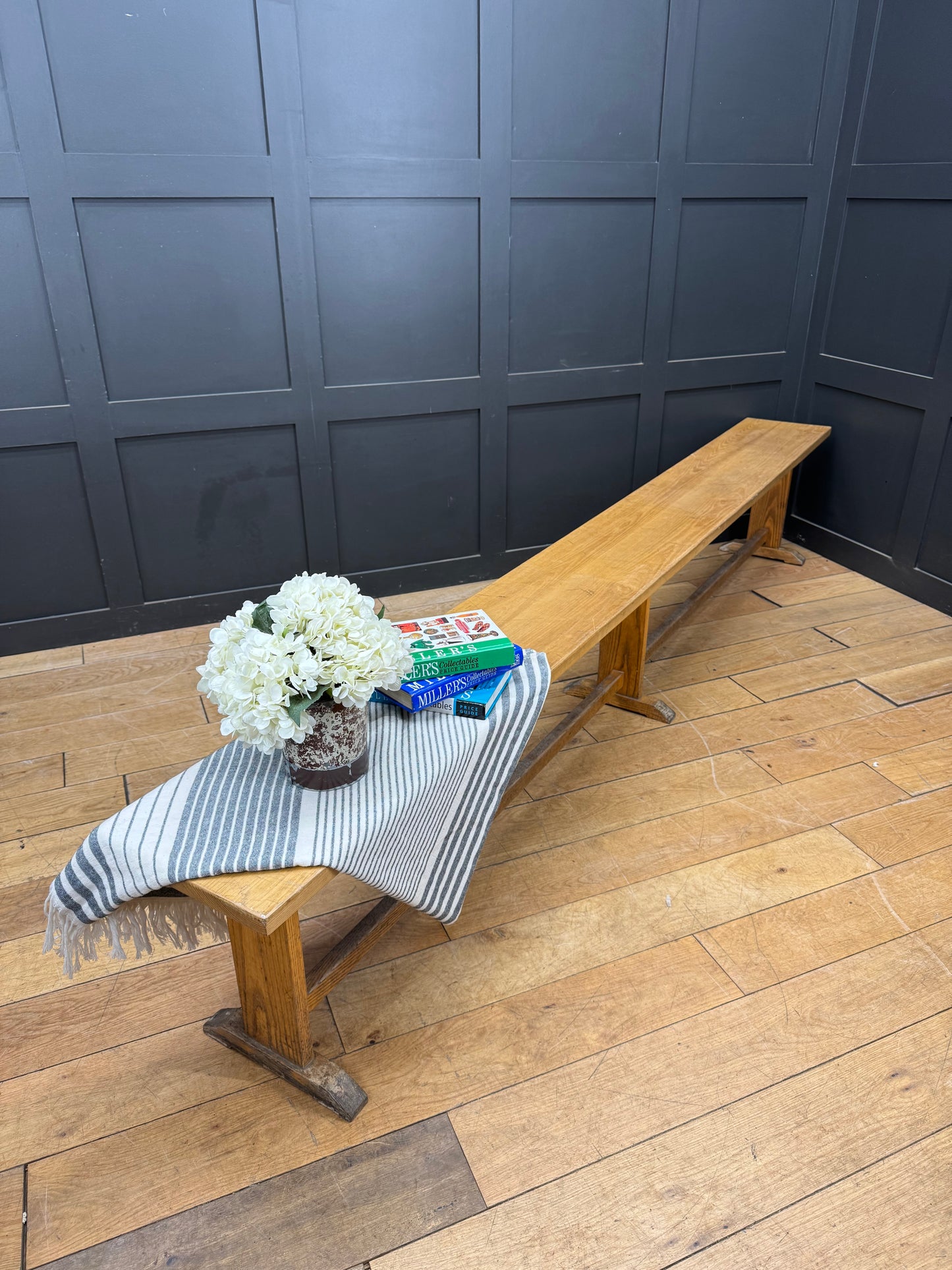 Long Vintage Oak School Bench Seat / Hallway Seating / Leys school Cambridge / B