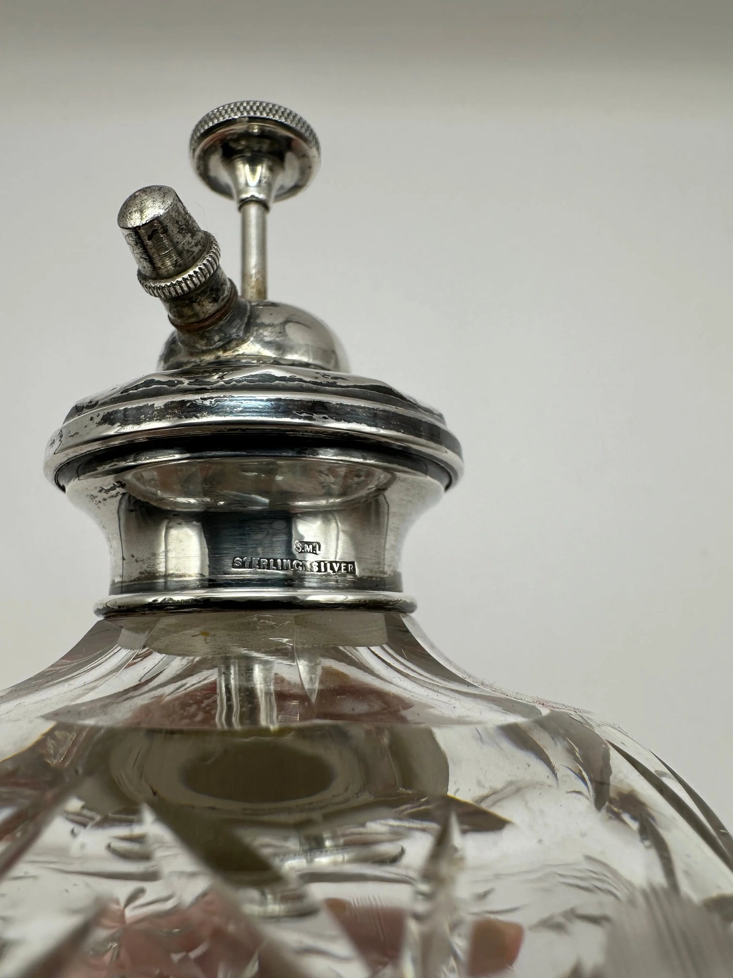Antique Silver Topped Cut Glass Scent Atomiser Bottle/ Dressing Table RUSTIC WAREHOUSE NORFOLK