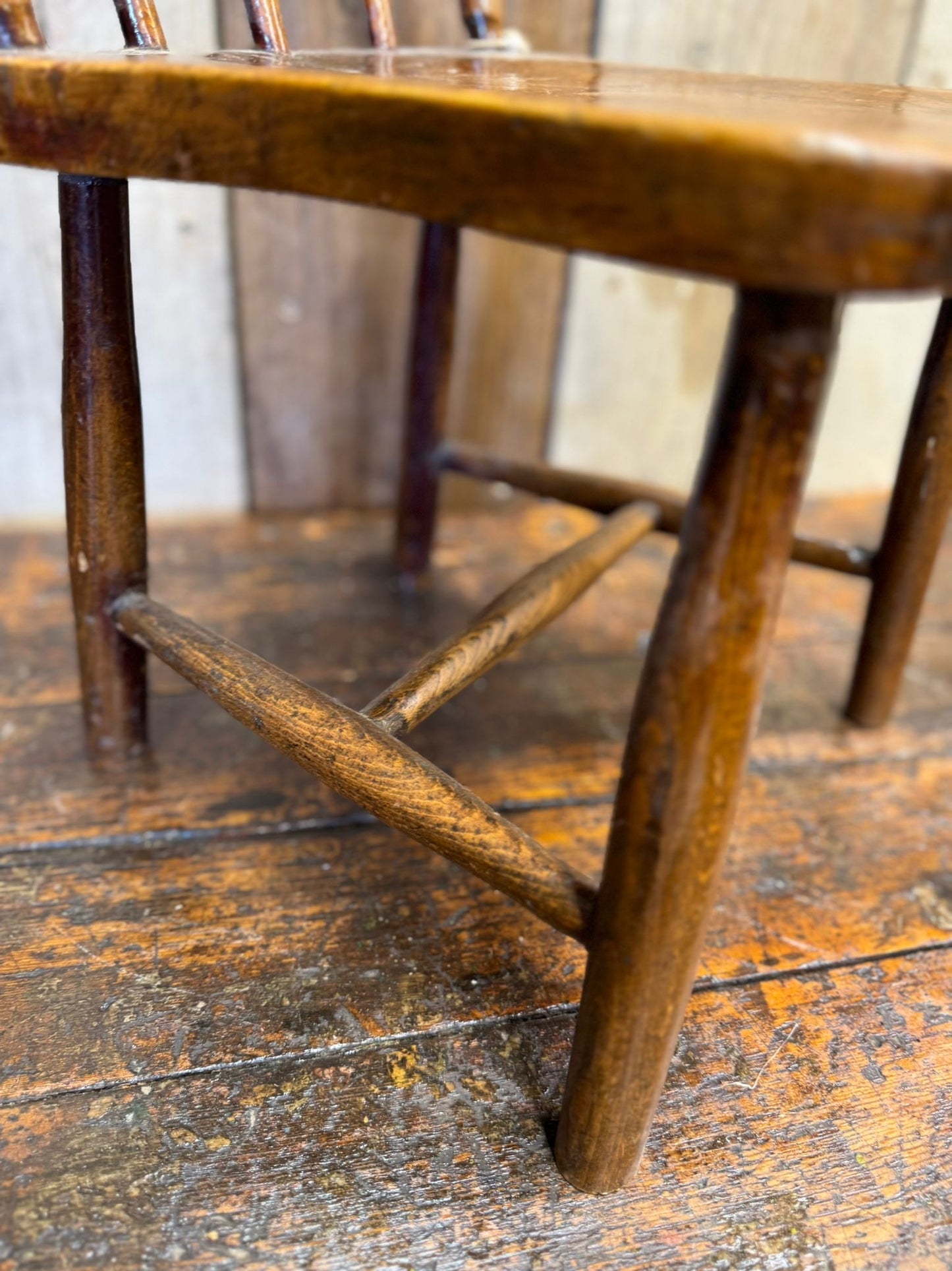 Antique Child’s Chair with Elm Seat – Nursery Book Display Plant Stand Chair B