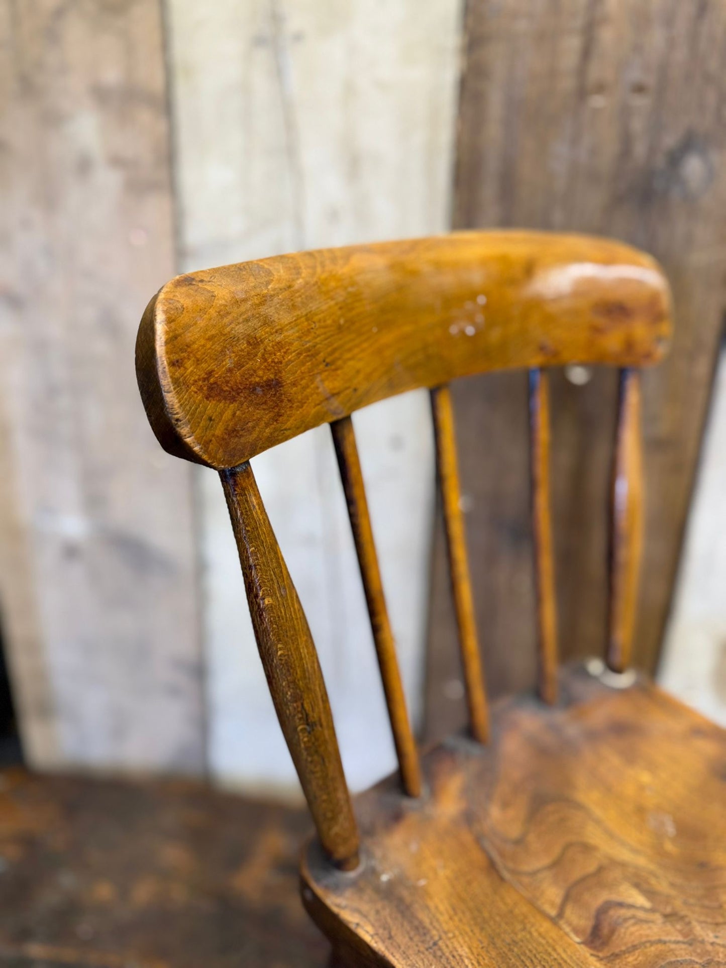Antique Child’s Chair with Elm Seat – Nursery Book Display Plant Stand Chair C