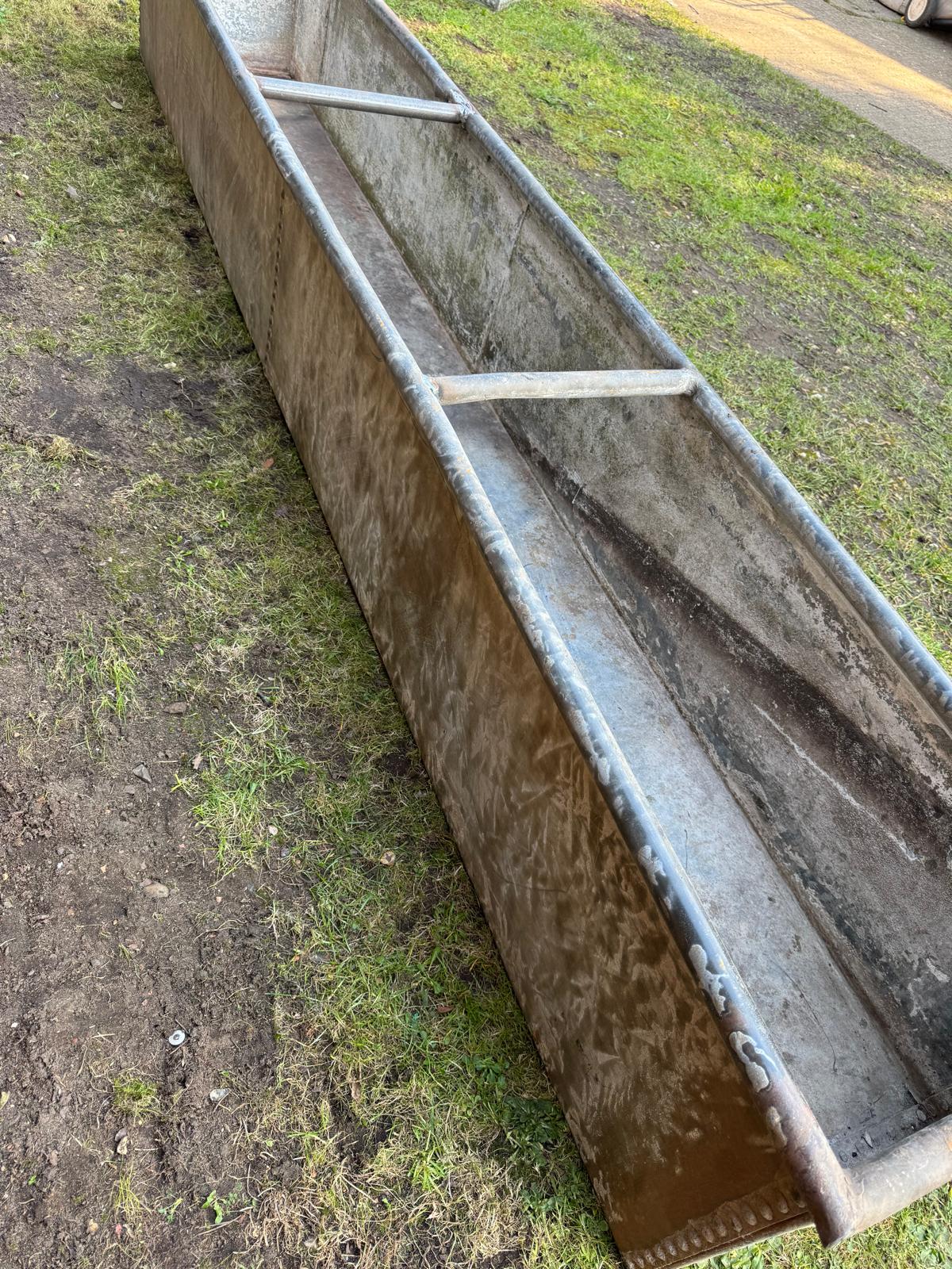 Vintage Long Galvanised Trough Planter / Raised Bed Fish Pond Plant Tree Pot GG