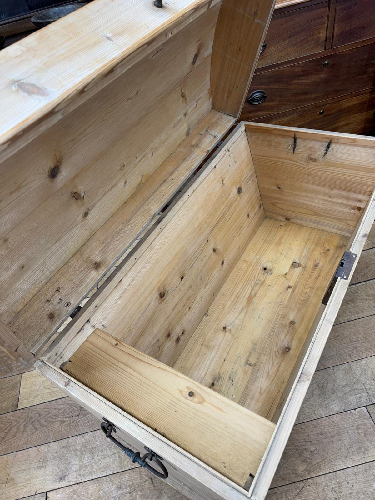 Antique Swedish Pine Dome-Top Blanket Chest / Trunk Bedroom Toy Shoe Storage