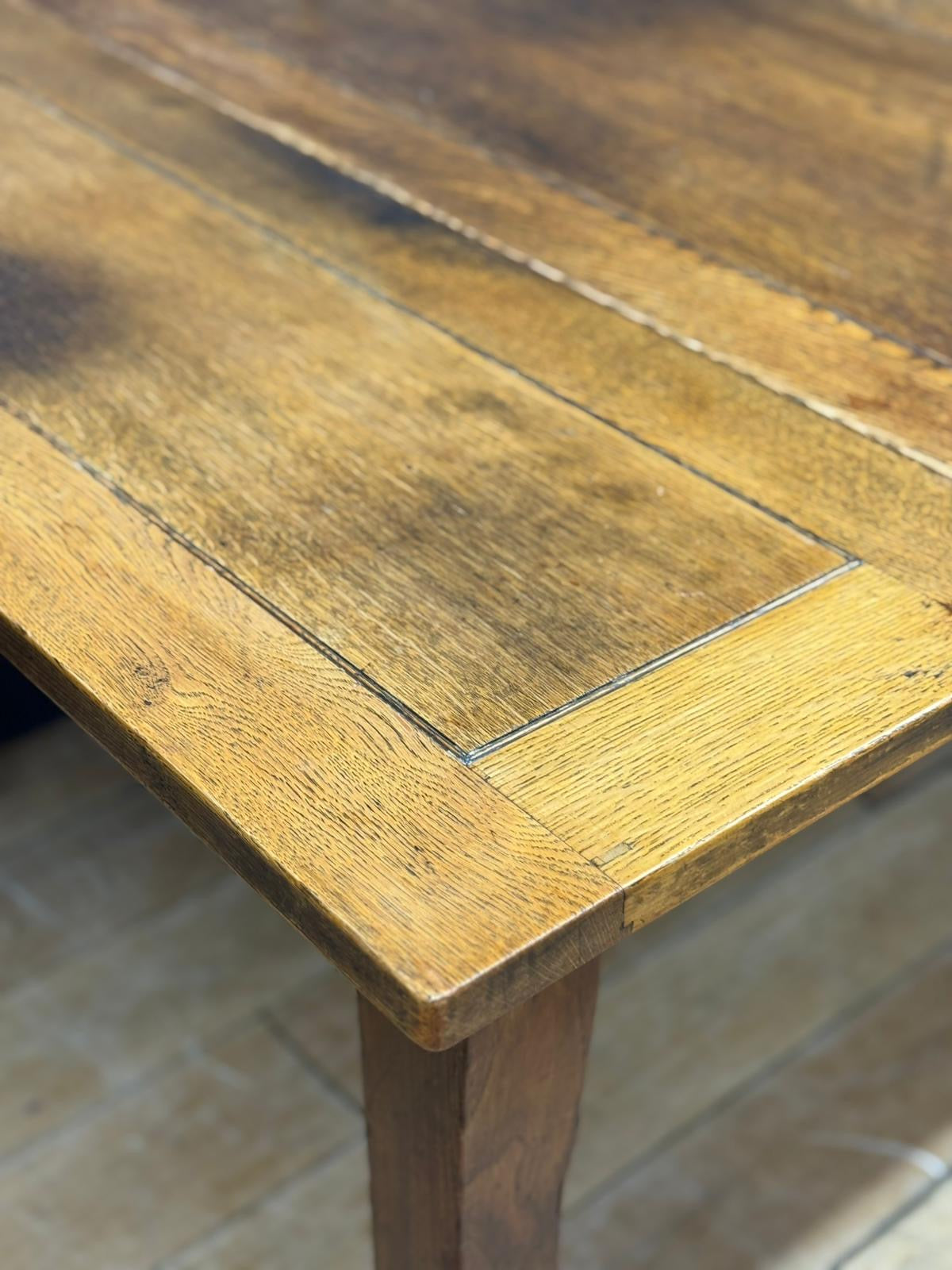 Large Antique Oak Farmhouse Refectory Dining Table Rustic Patina Seats 6-8