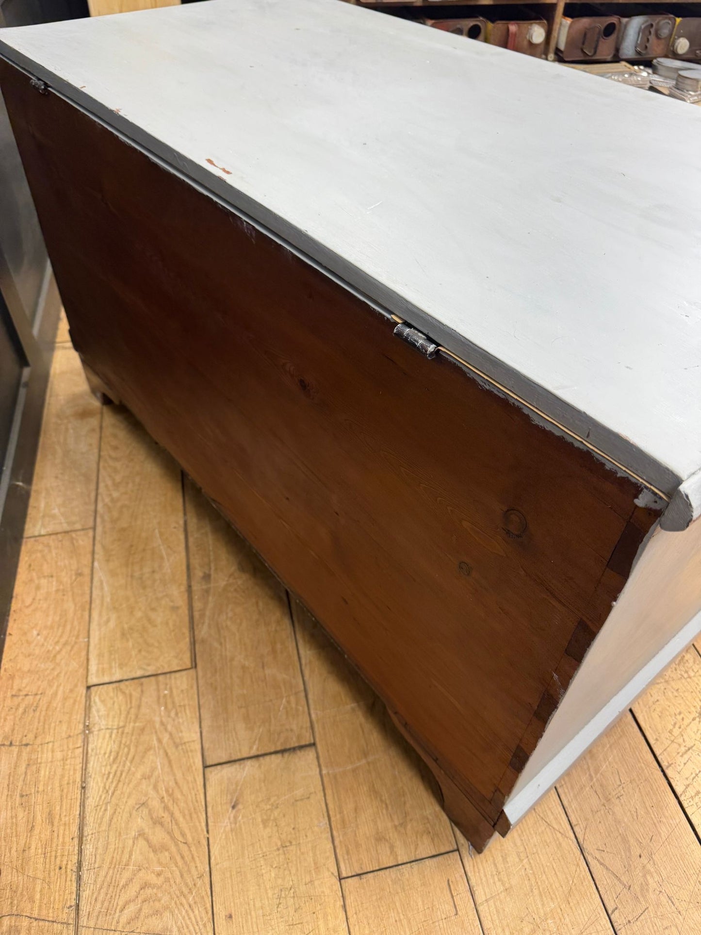 Antique Painted Blanket Chest Storage Trunk Bench Toy Shoe Storage TV Stand
