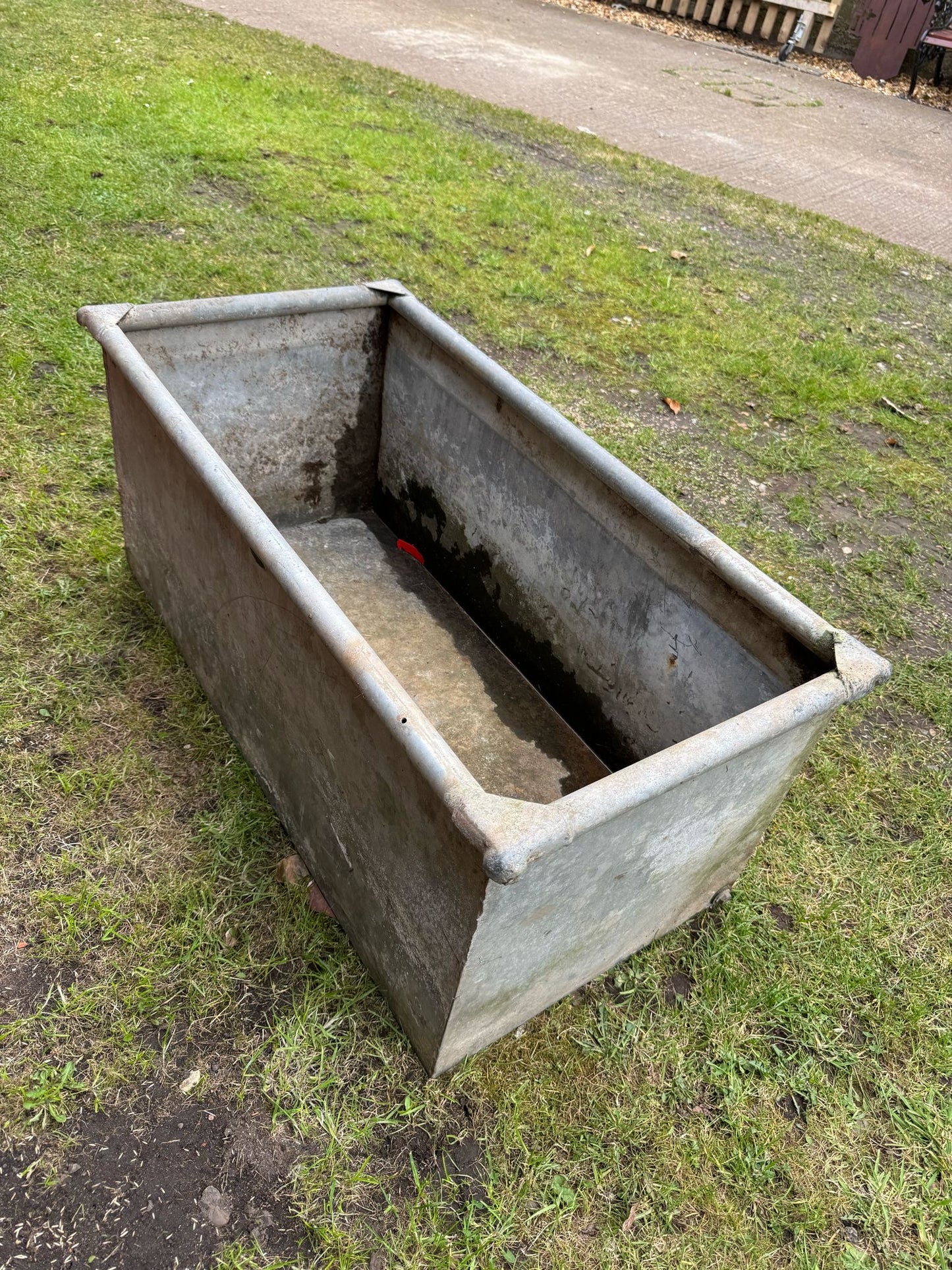 Vintage Short Garden Galvanised Trough Planter / Raised Bed Fish Pond Plant JJ