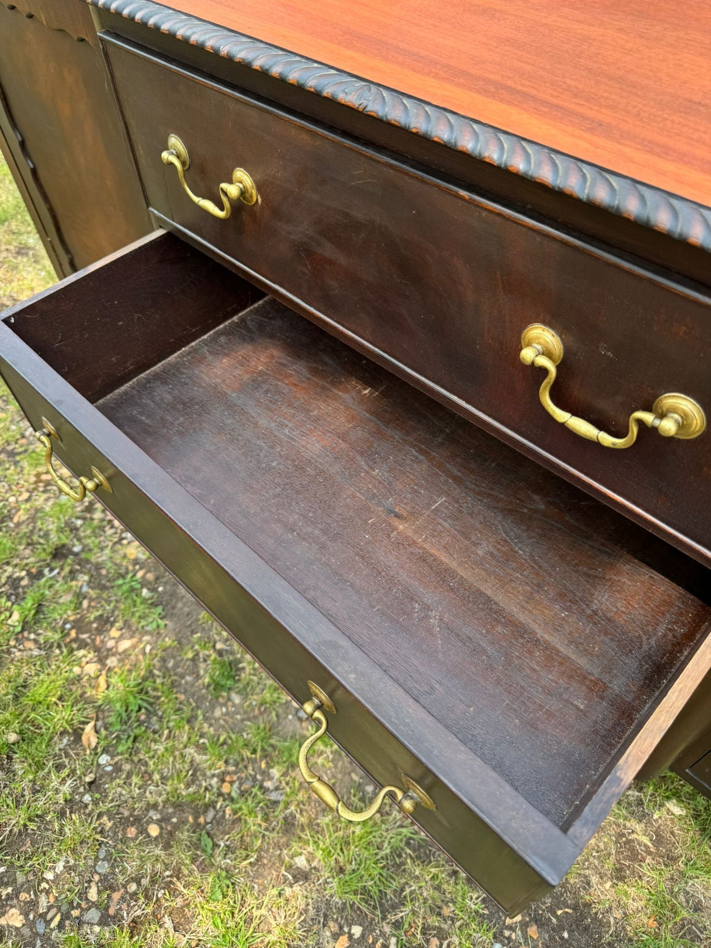 Antique Mahogany Sideboard – Buffet Server – 3 Drawer 2 Door Drinks Hall Cabinet