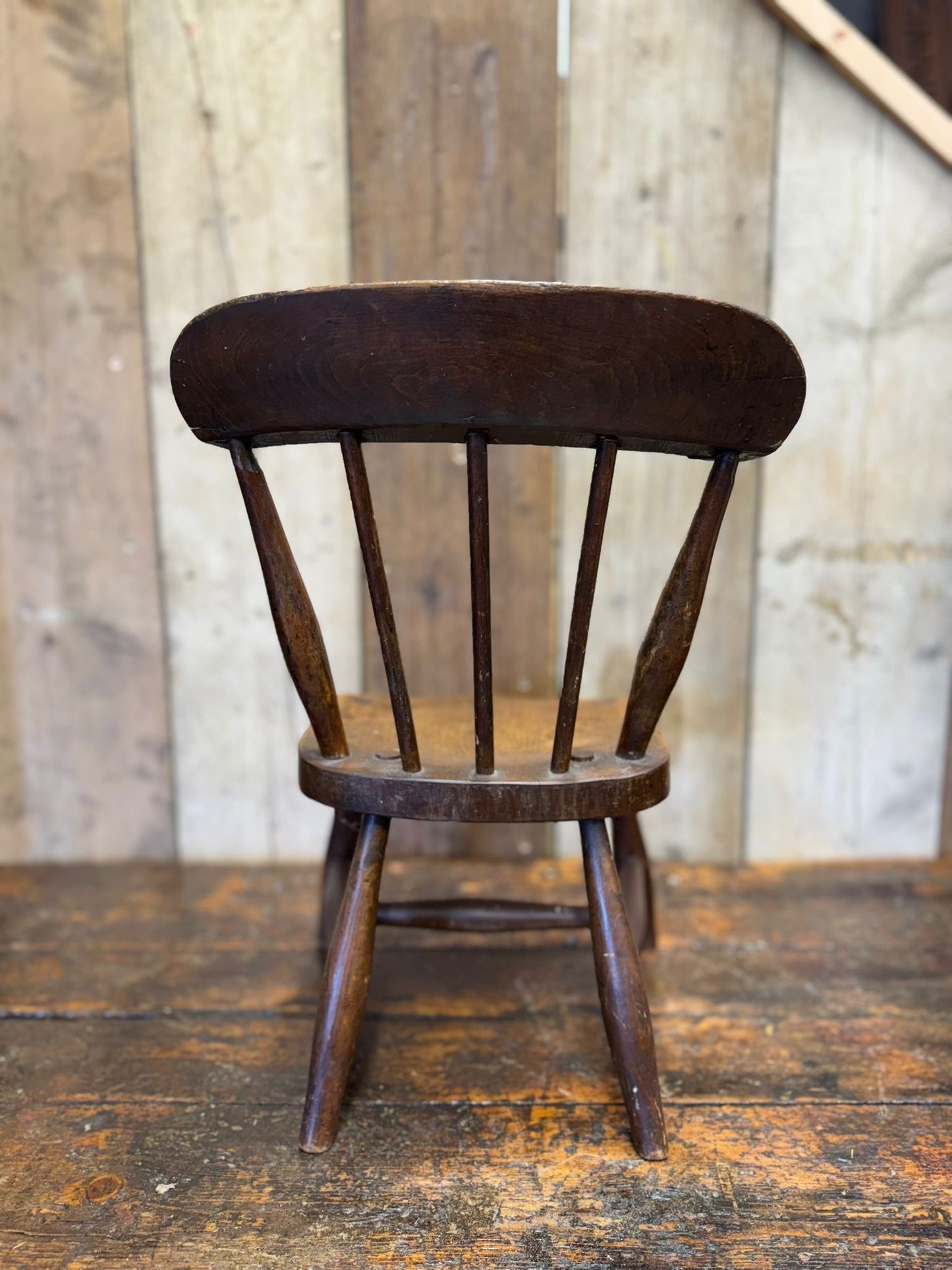 Antique Child’s Chair with Oak Seat – Nursery Book Display Plant Stand Chair A