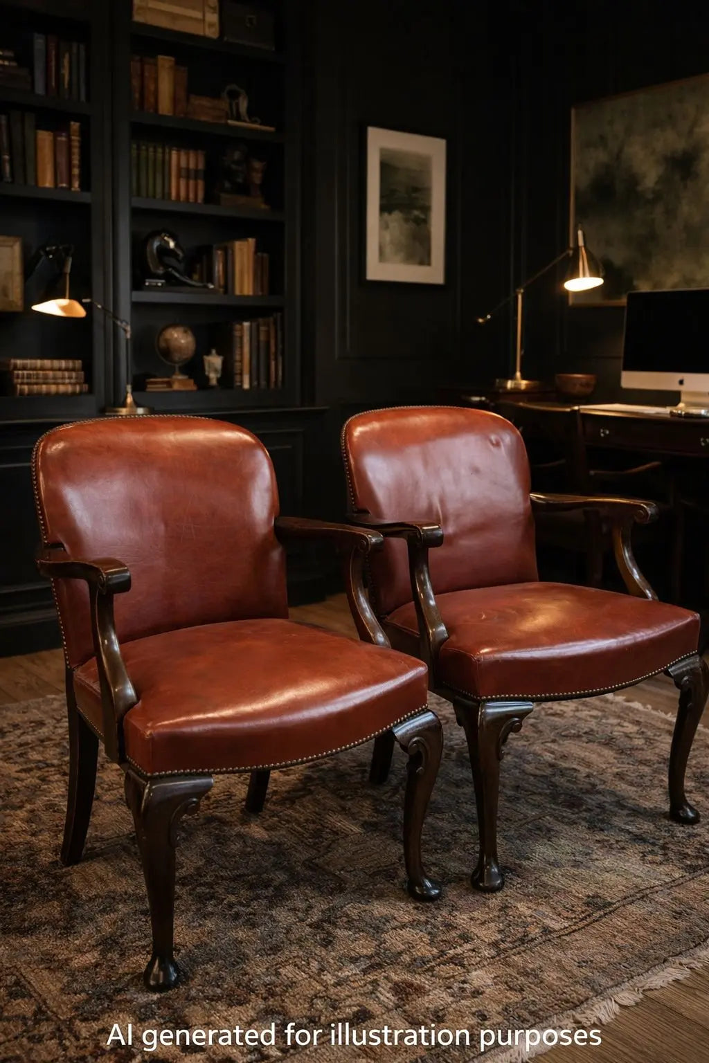 Antique Pair Of Gainsborough Style Mahogany Armchairs Desk Study Carver Chairs RUSTIC WAREHOUSE NORFOLK