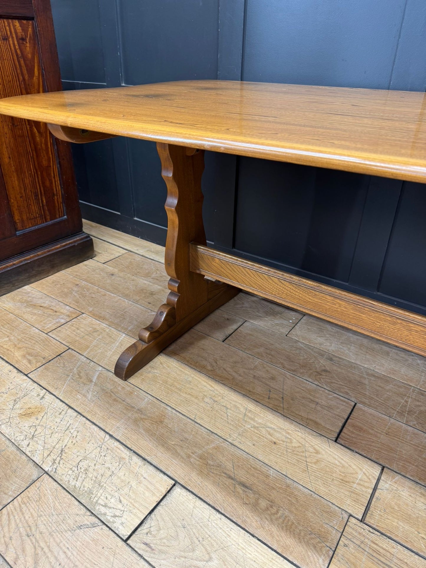 Vintage Ercol Solid Elm Refectory Dining Table – 152cm Long, Kitchen Table