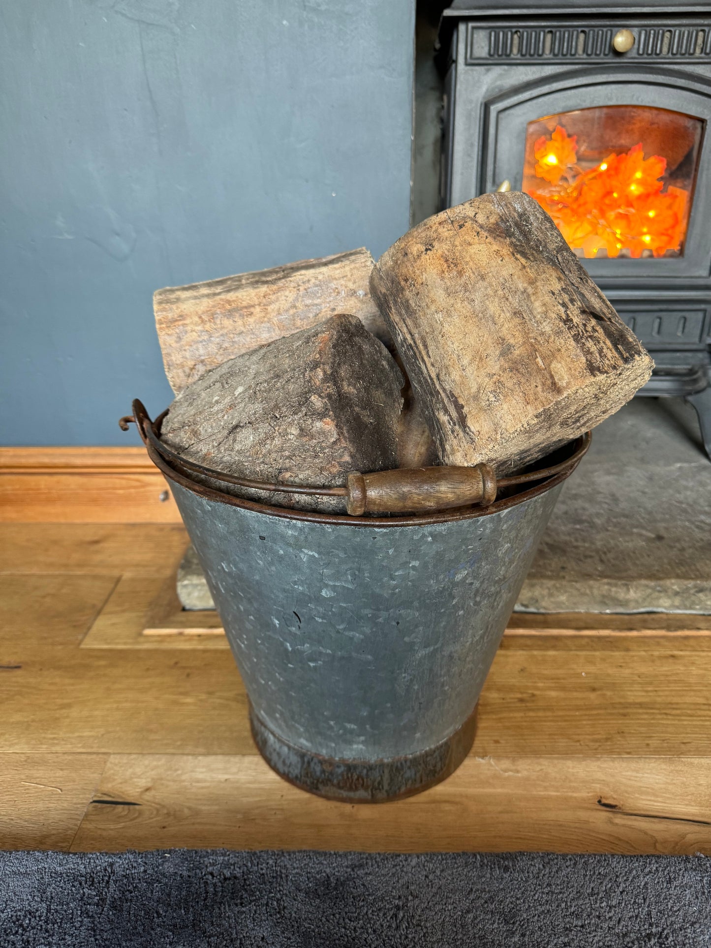 Galvanised Log Basket Carrier / Plant Pot / Christmas Tree Planter Patio Pail B