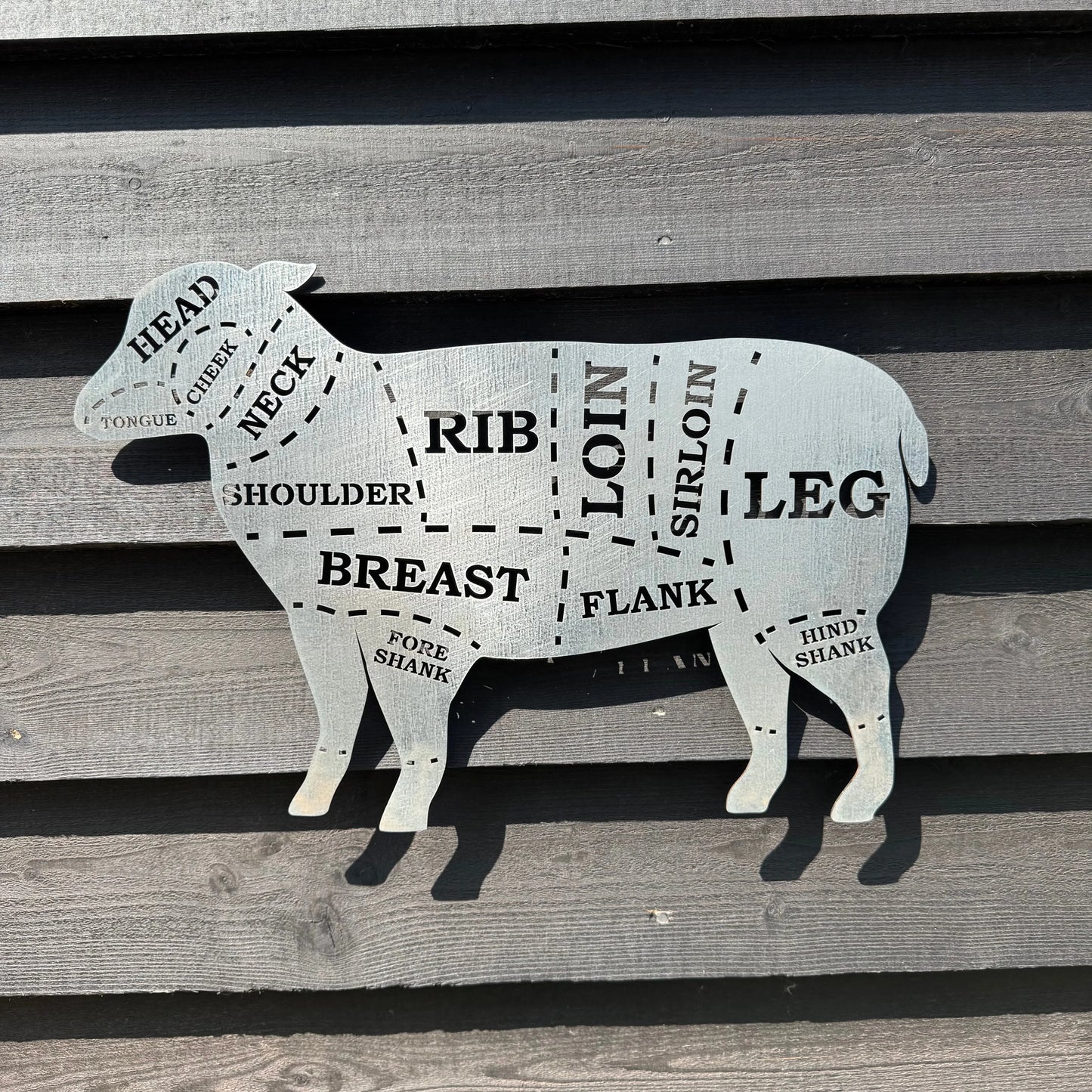 Galvanized Steel Butchers Lamb Wall Decoration. RW NORFOLK