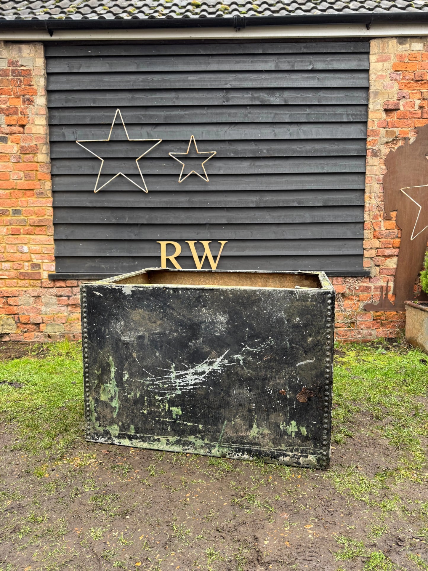 Riveted Galvanised Trough Planter / Raised Flower Bed Plant Pot Log Store Z10 RUSTIC WAREHOUSE NORFOLK