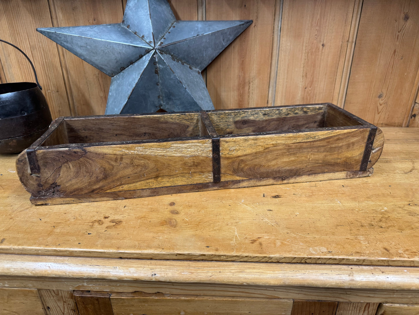 Rustic Wooden Double Brick Mould / Decorative Herb Planter / Storage Box Tray
