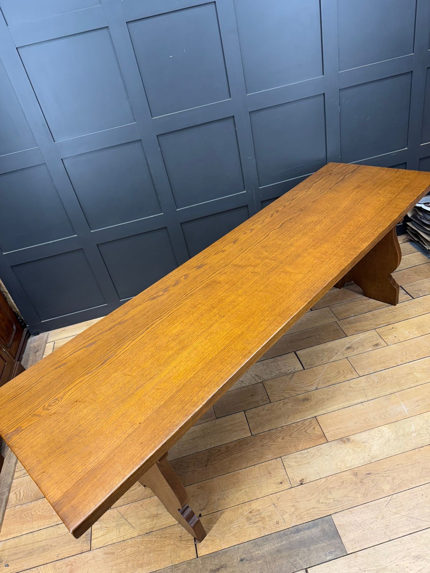 Vintage Large Oak Refectory Dining Kitchen Table 8/10 Seater Farmhouse Rustic