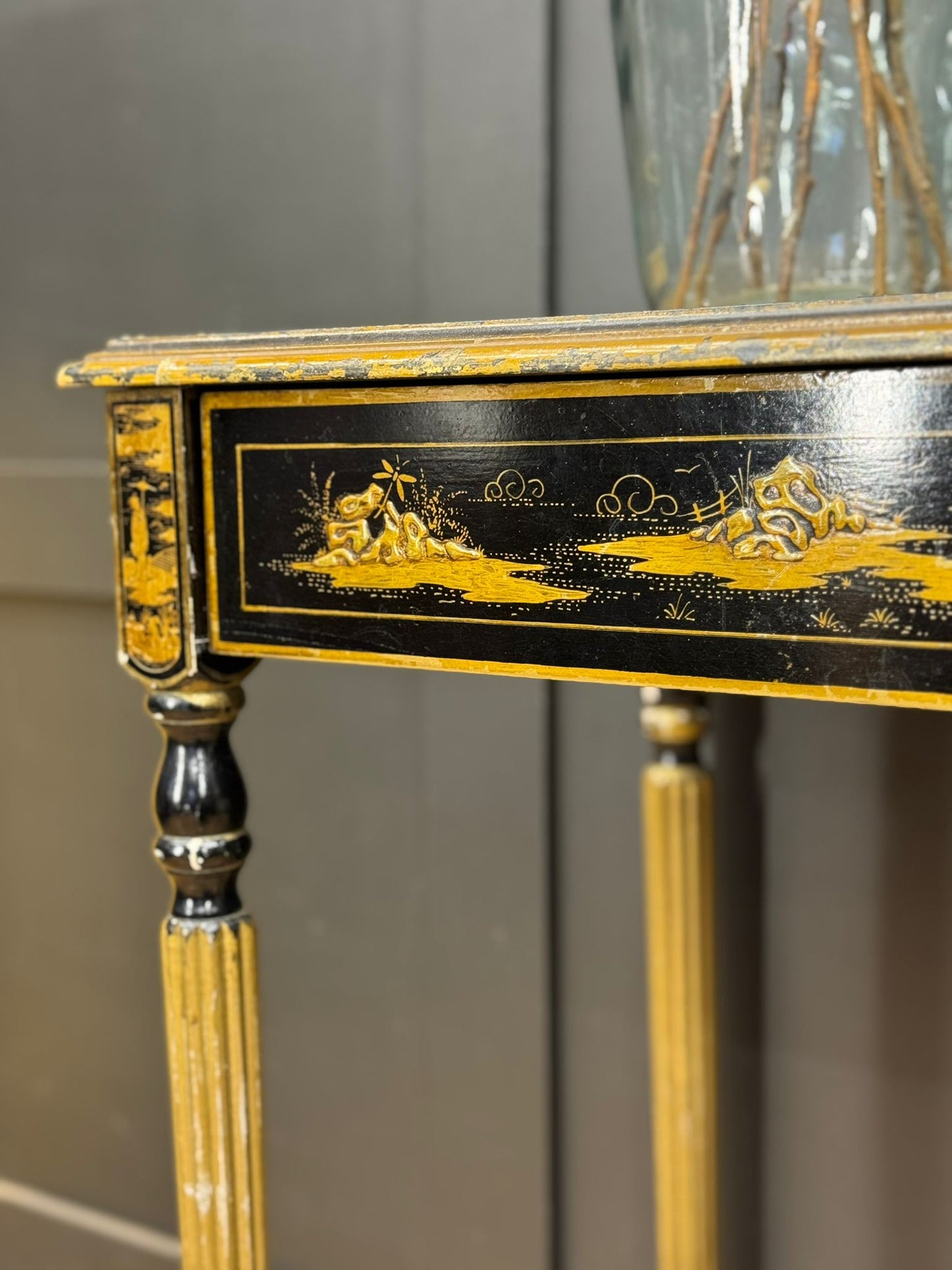 Regency Style Chinoiserie Console Table Writing Desk Hall Side Table