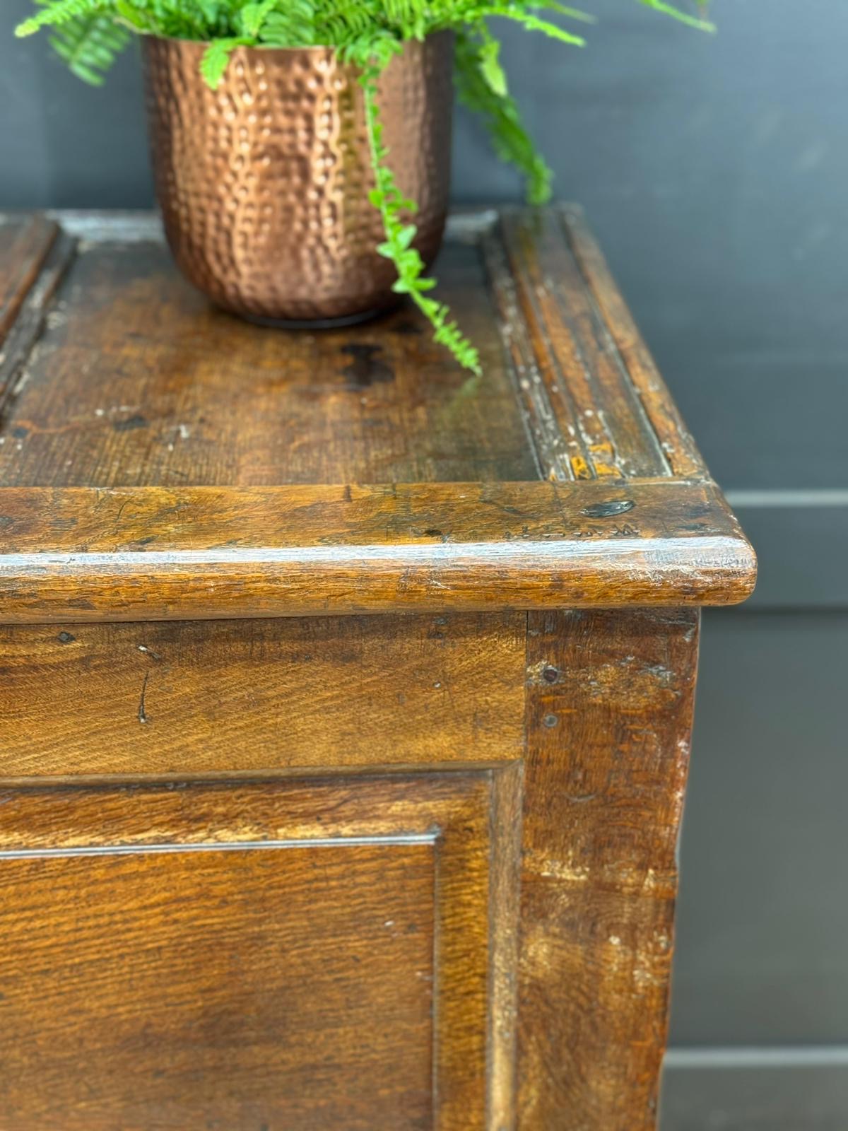 Antique Elm Oak Mule Chest Coffer – Sideboard TV Stand Storage with Drawers