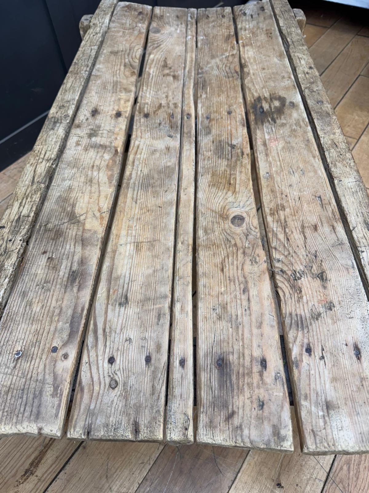 Victorian Pine Funeral Bier / Body Stretcher – Antique Rustic Coffee Table