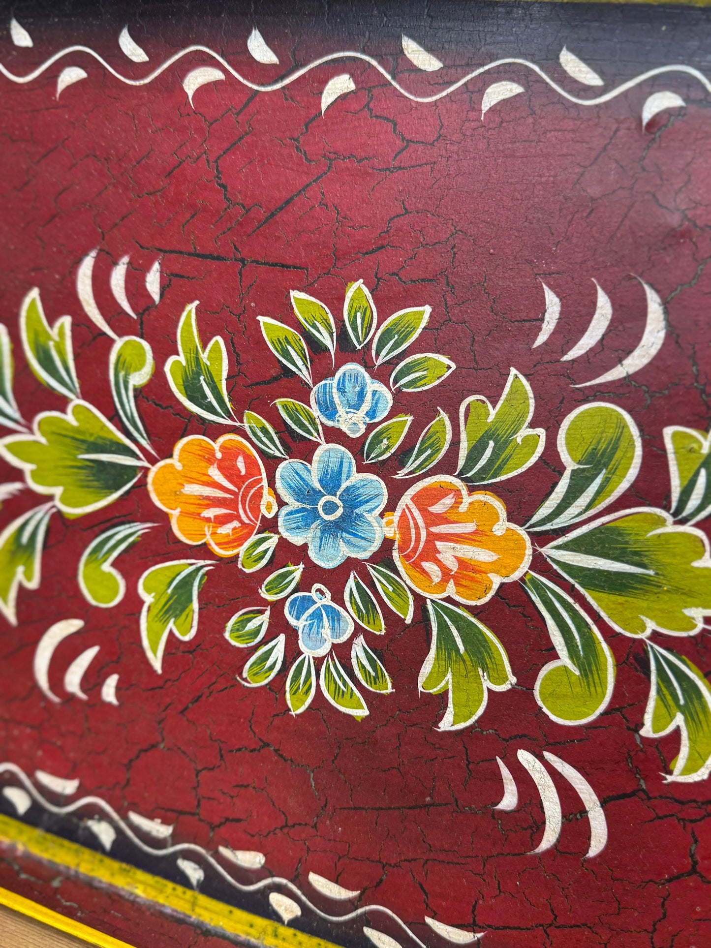 Red Metal Serving Tray / Painted Indian Charcuterie Cheese Antipasto Platter RUSTIC WAREHOUSE NORFOLK