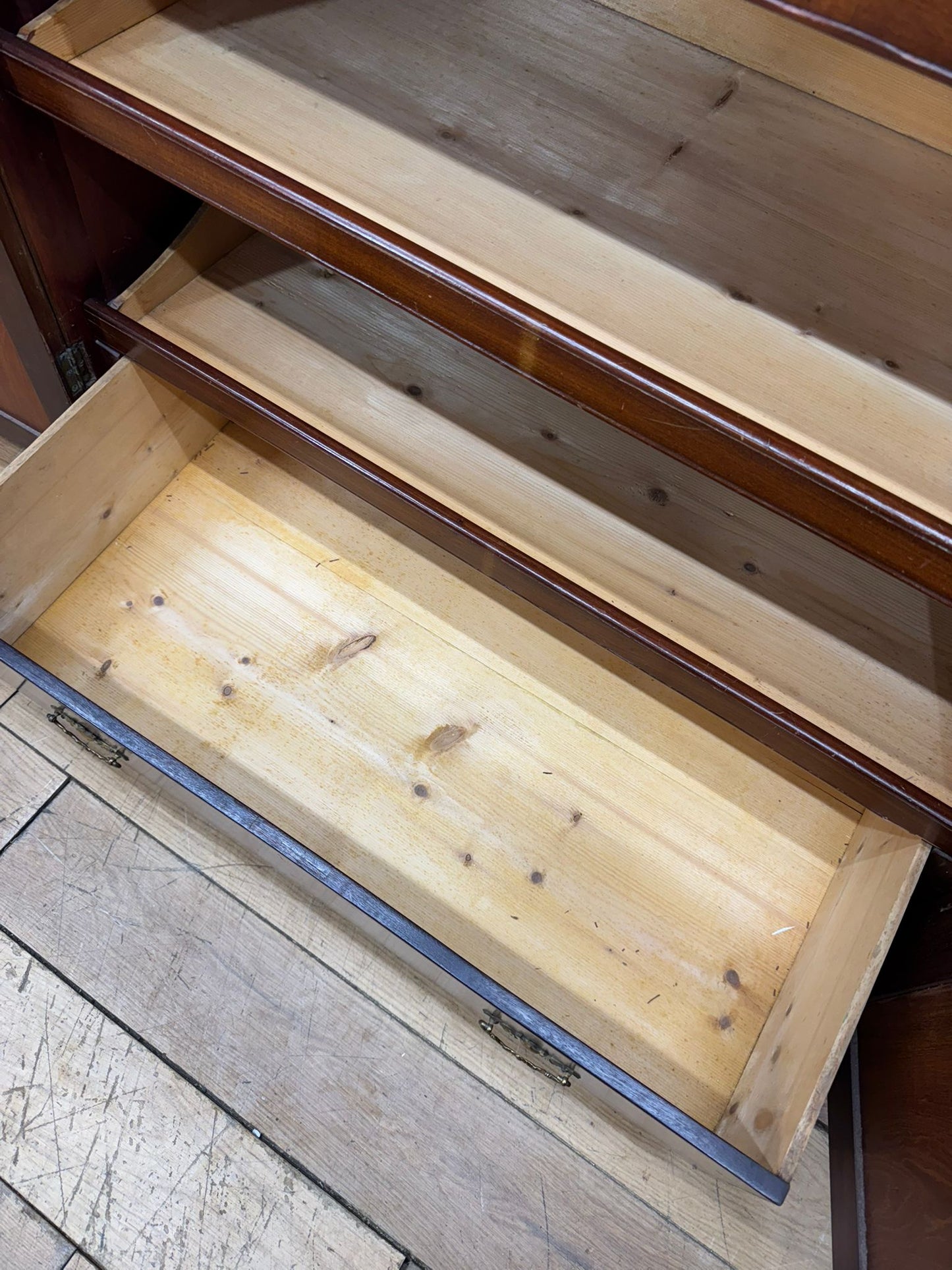 Antique Walnut Linen Cabinet / Clothes Cupboard / Drawers And Cupboard