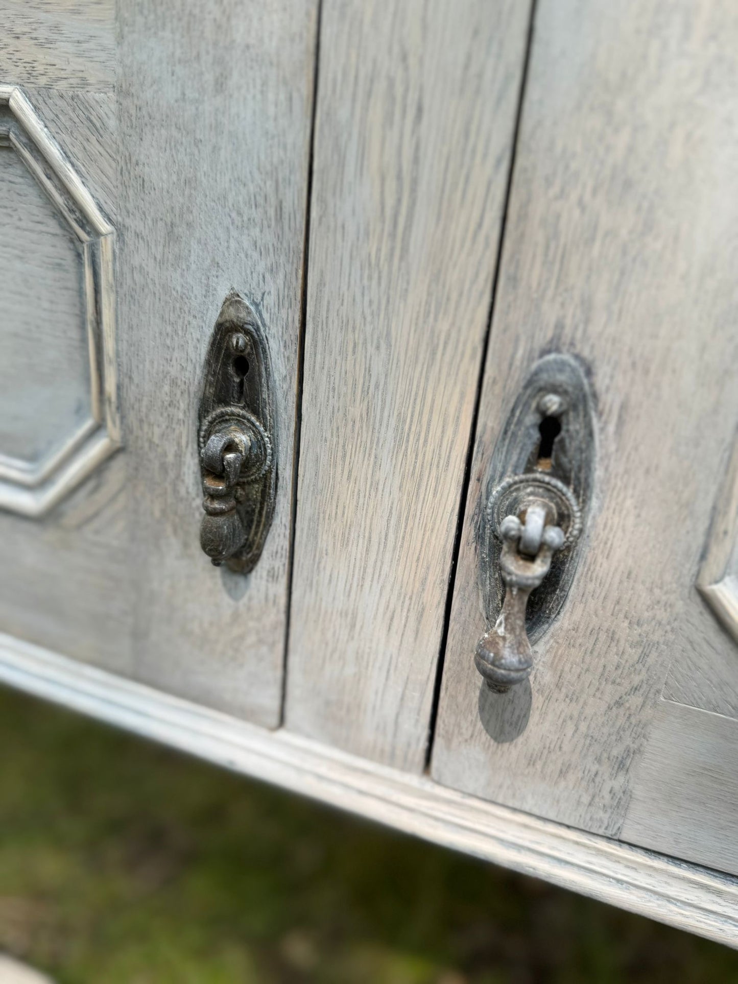 Antique Bleached Oak Cabinet – Drawers & Cupboard – Hall Table or Sink Unit