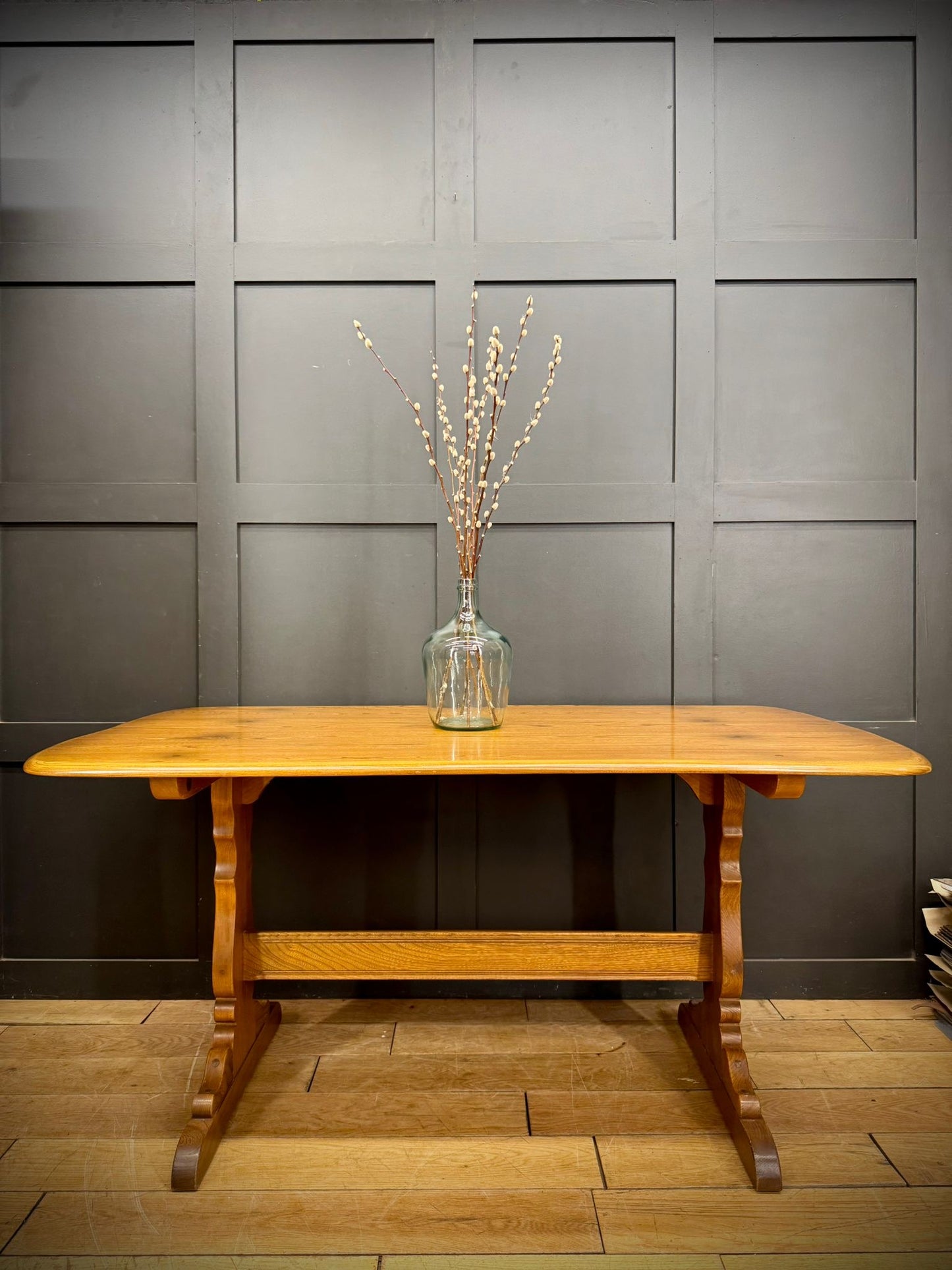 Vintage Ercol Solid Elm Refectory Dining Table – 152cm Long, Kitchen Table